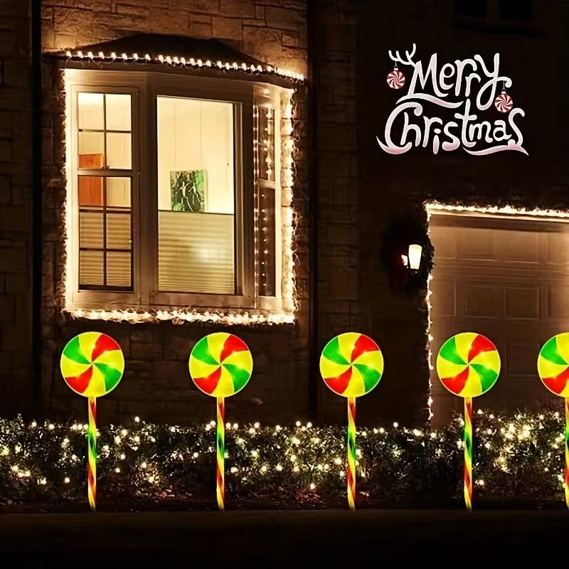 5-in-1 Solar-Powered Christmas Candy Cane Lights