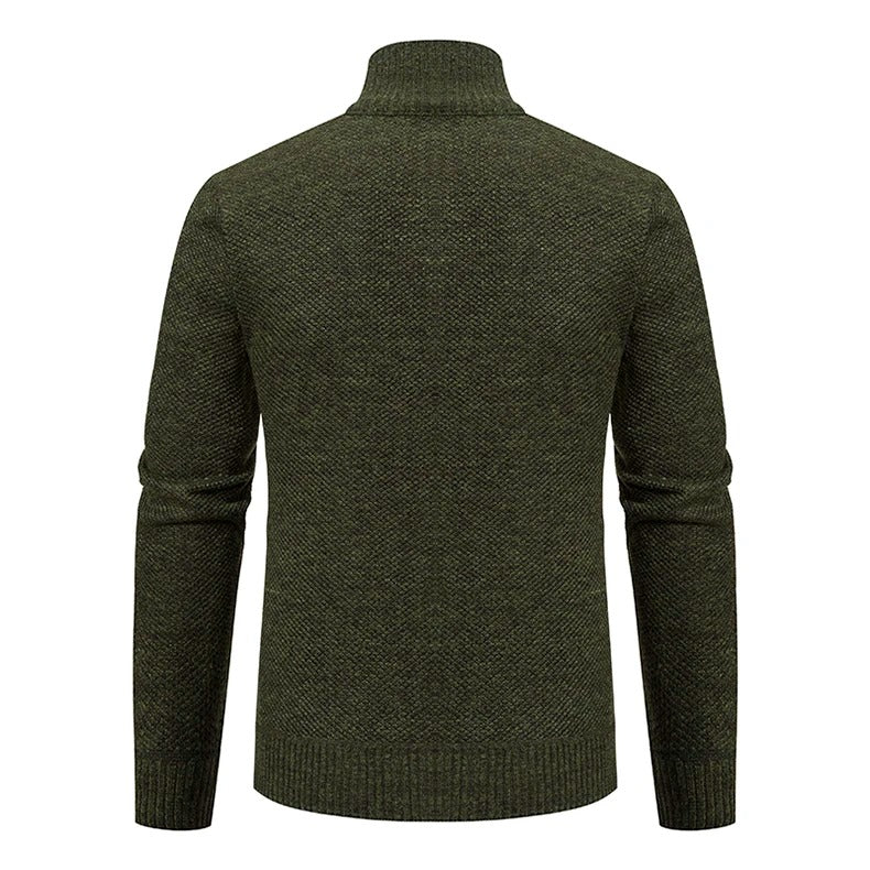 Mens Collar Fleece Sports Zipper Jacket (Green)