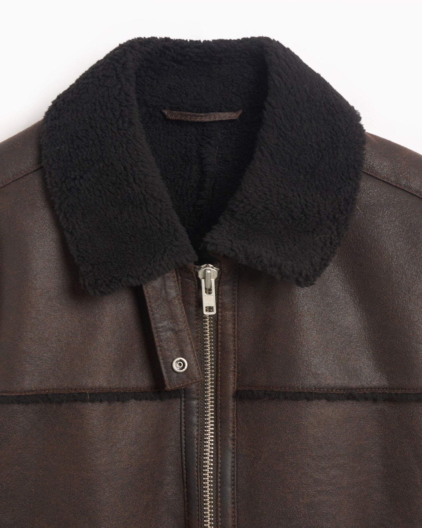 Chaqueta de cuero Rassvet Men's Faux Shearling Leather Coat para hombre