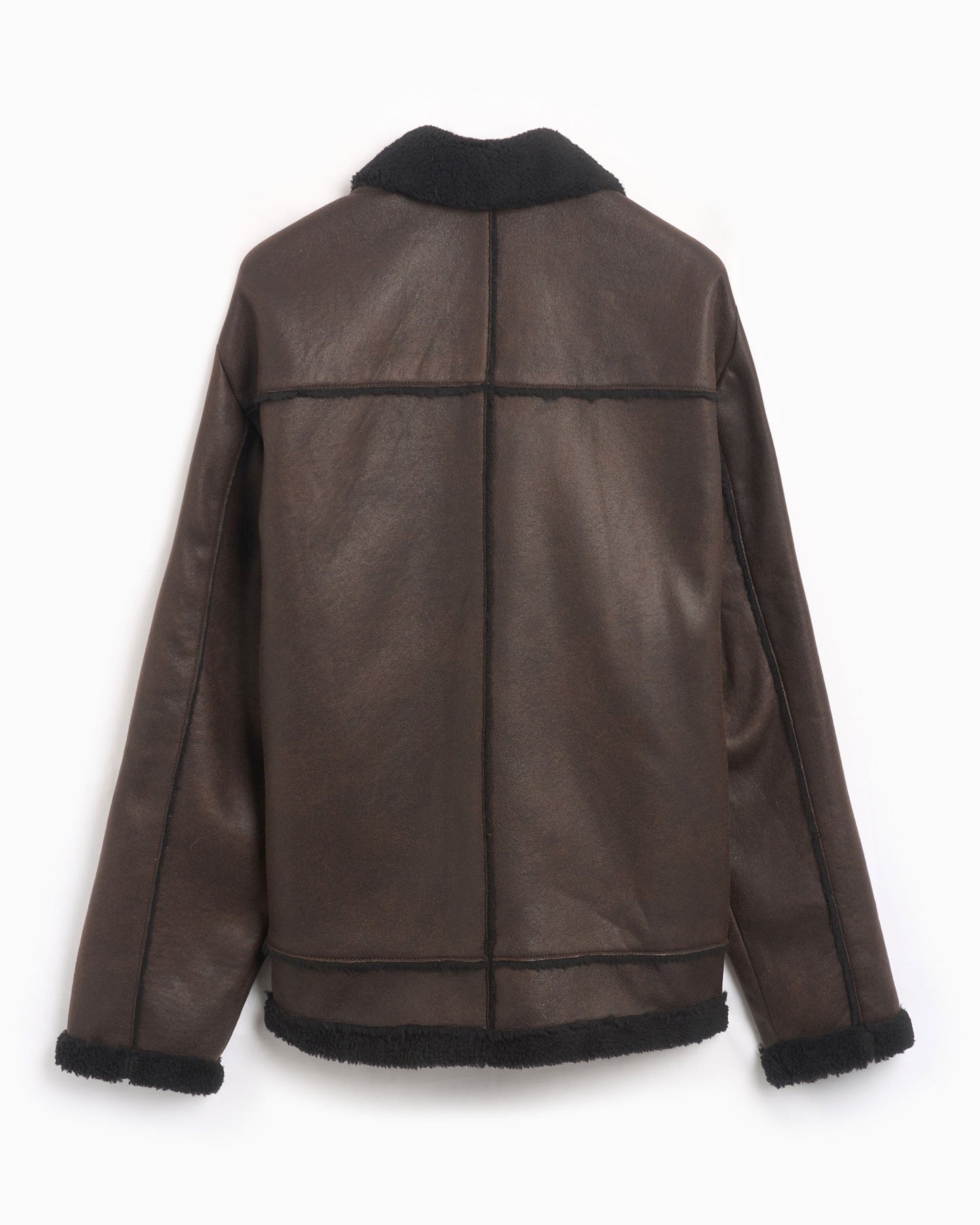 Chaqueta de cuero Rassvet Men's Faux Shearling Leather Coat para hombre