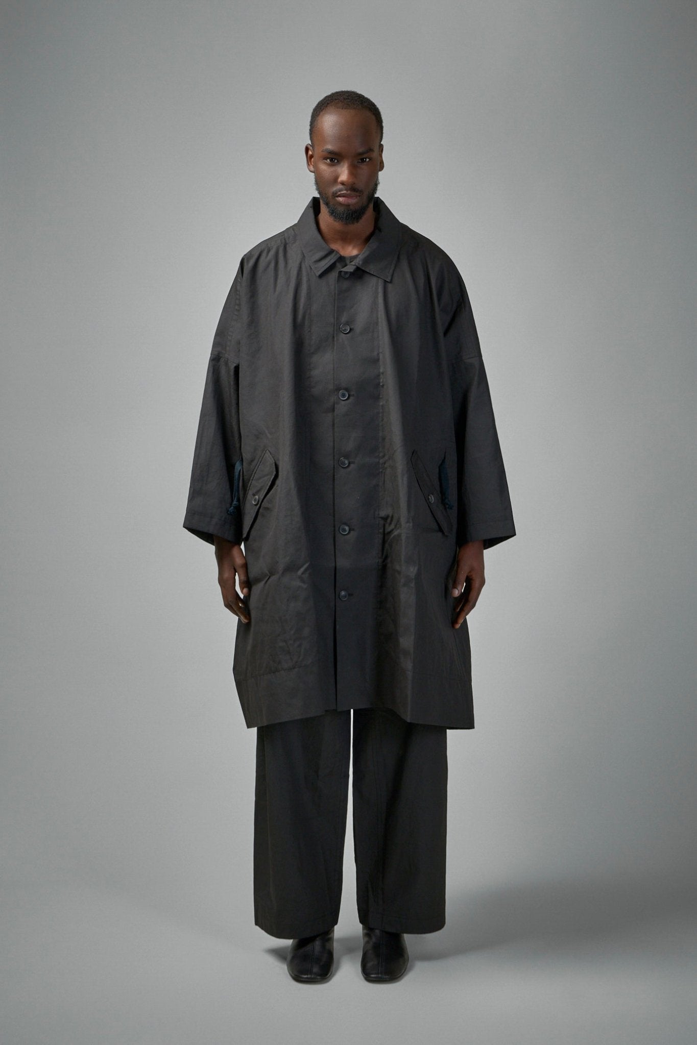 COAT#32 Long Loose Unlined Fit Coat With Detachable Collar