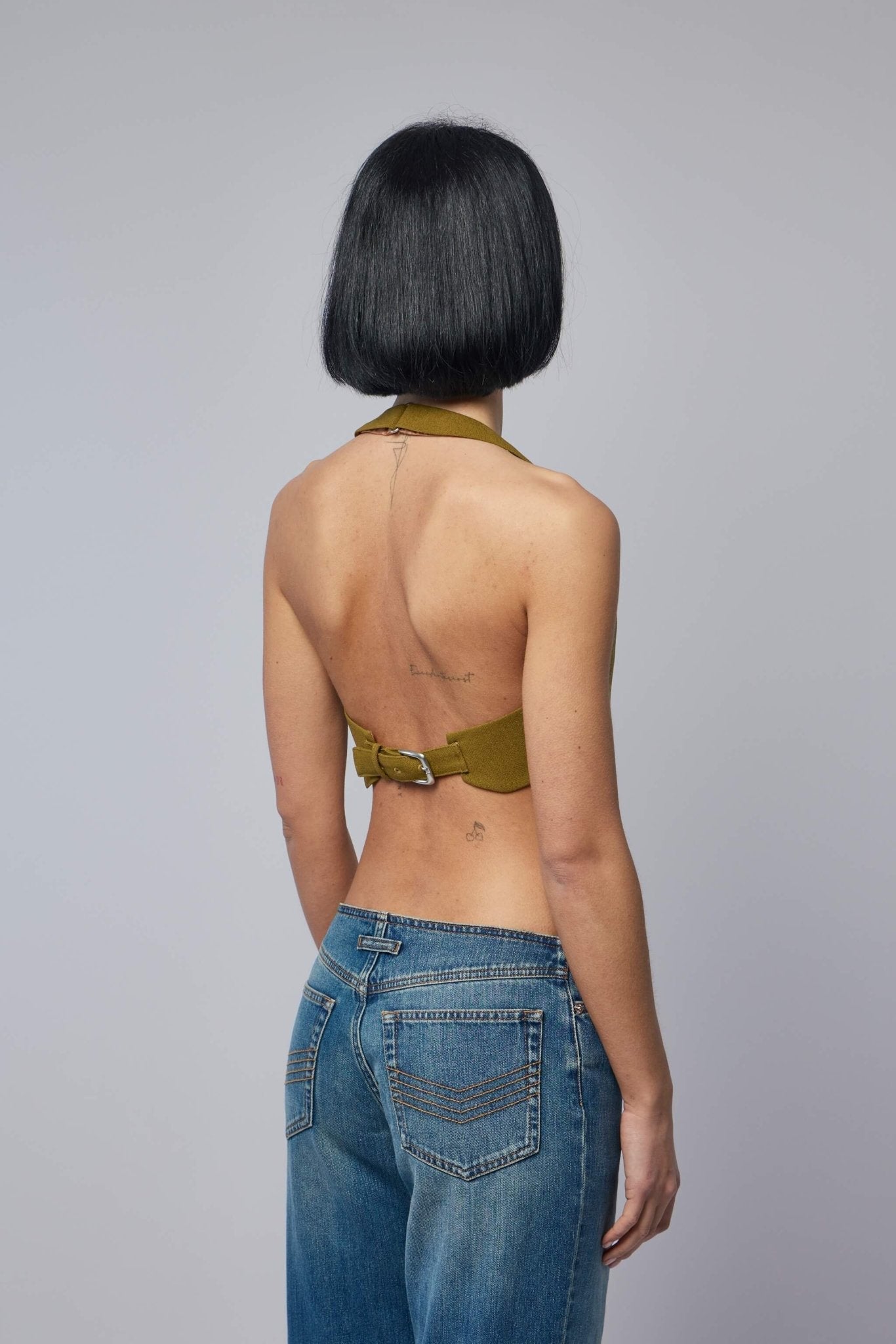 Backless Tailoring Gilet with Belt Detail