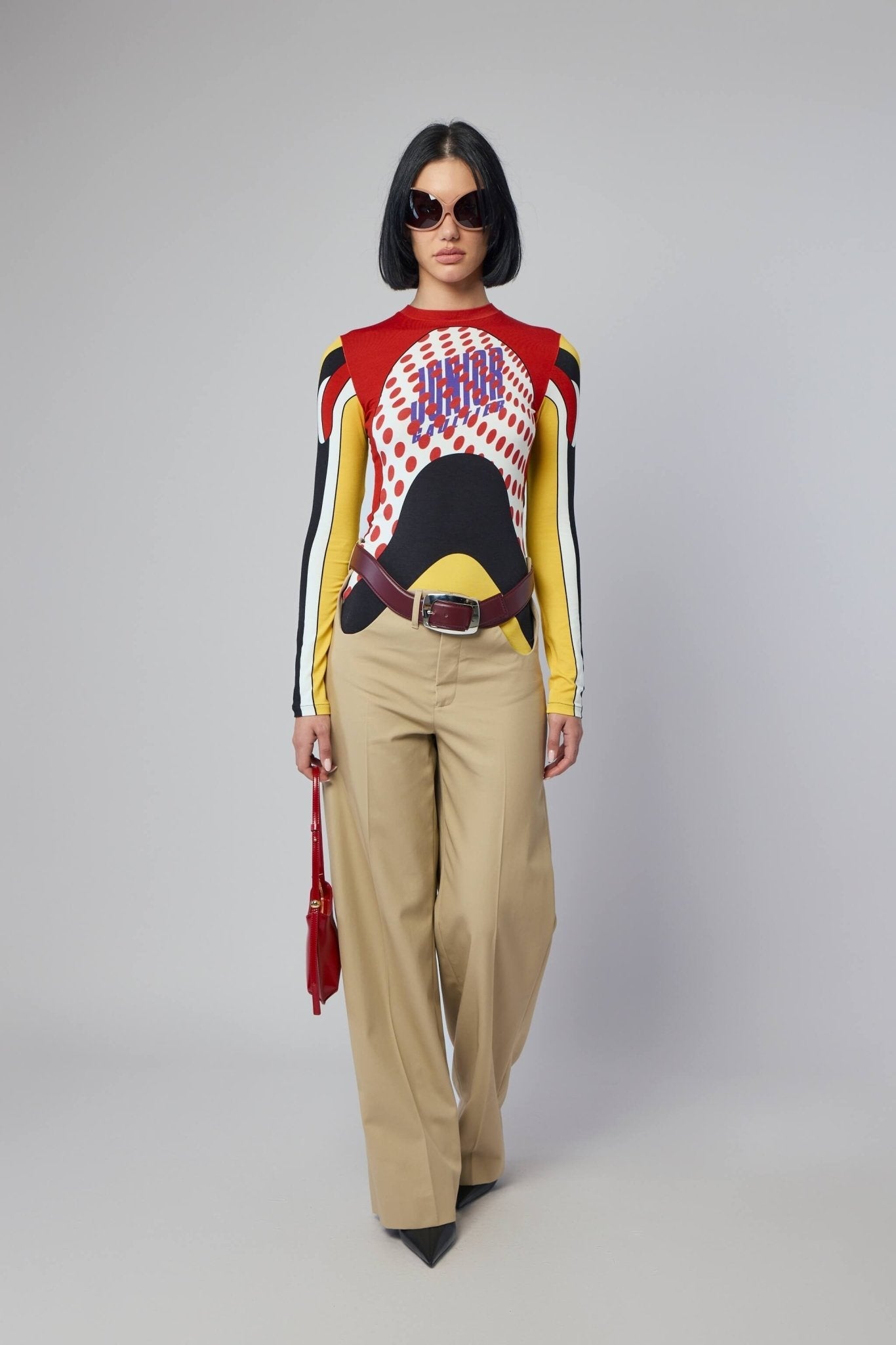 Chino Trousers With Open Front Curves And Belt