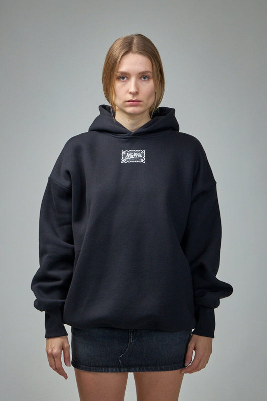 Cotton Oversized Hoodie Lace Label Transfer
