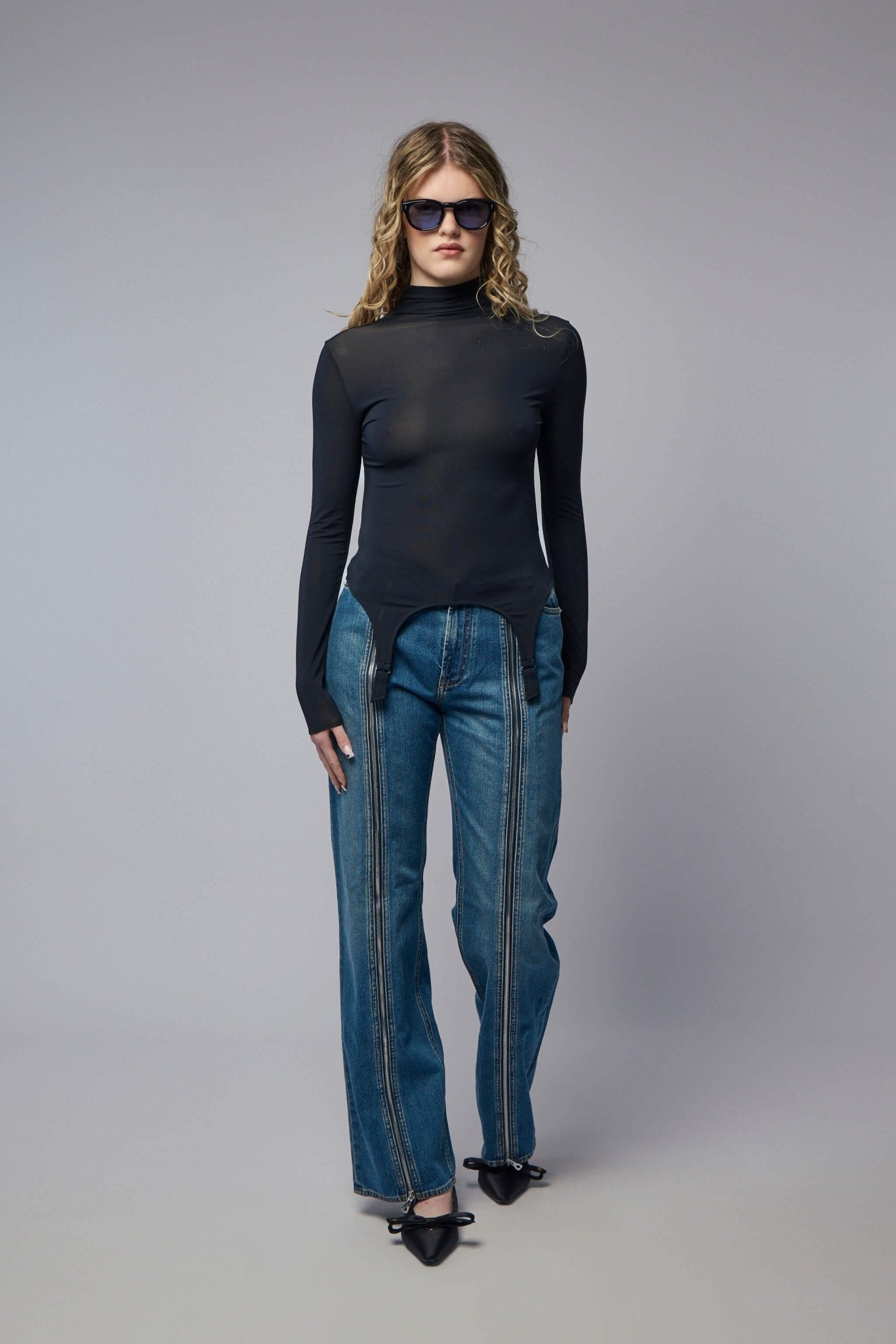 Front Zipped Denim Trouser