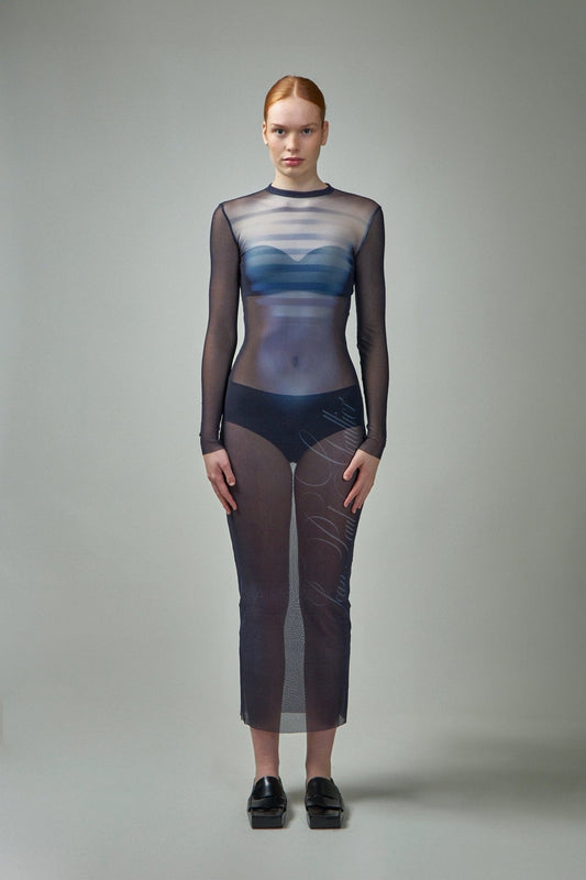 Le Mâle Printed Mesh Long Dress