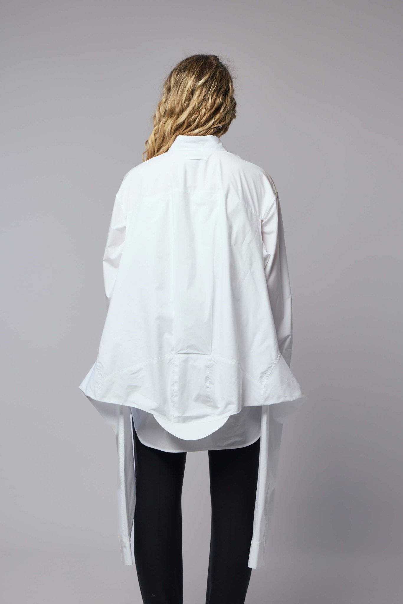 Oversize Shirt with Hood Sleeve Scarf Detail