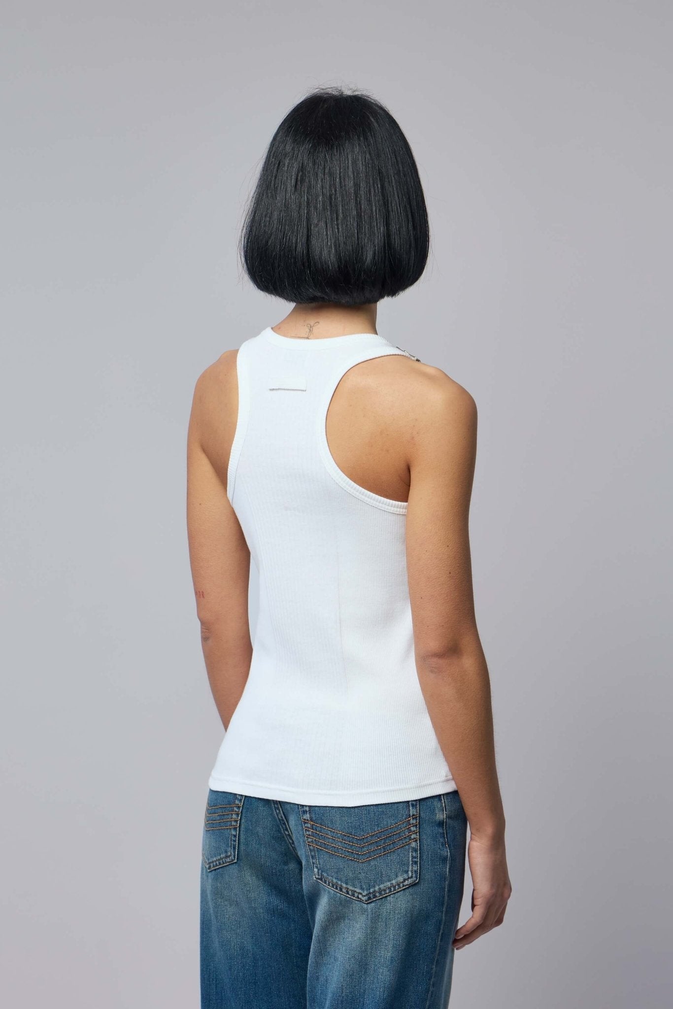 Overall Buckles Ribbed Tank Top