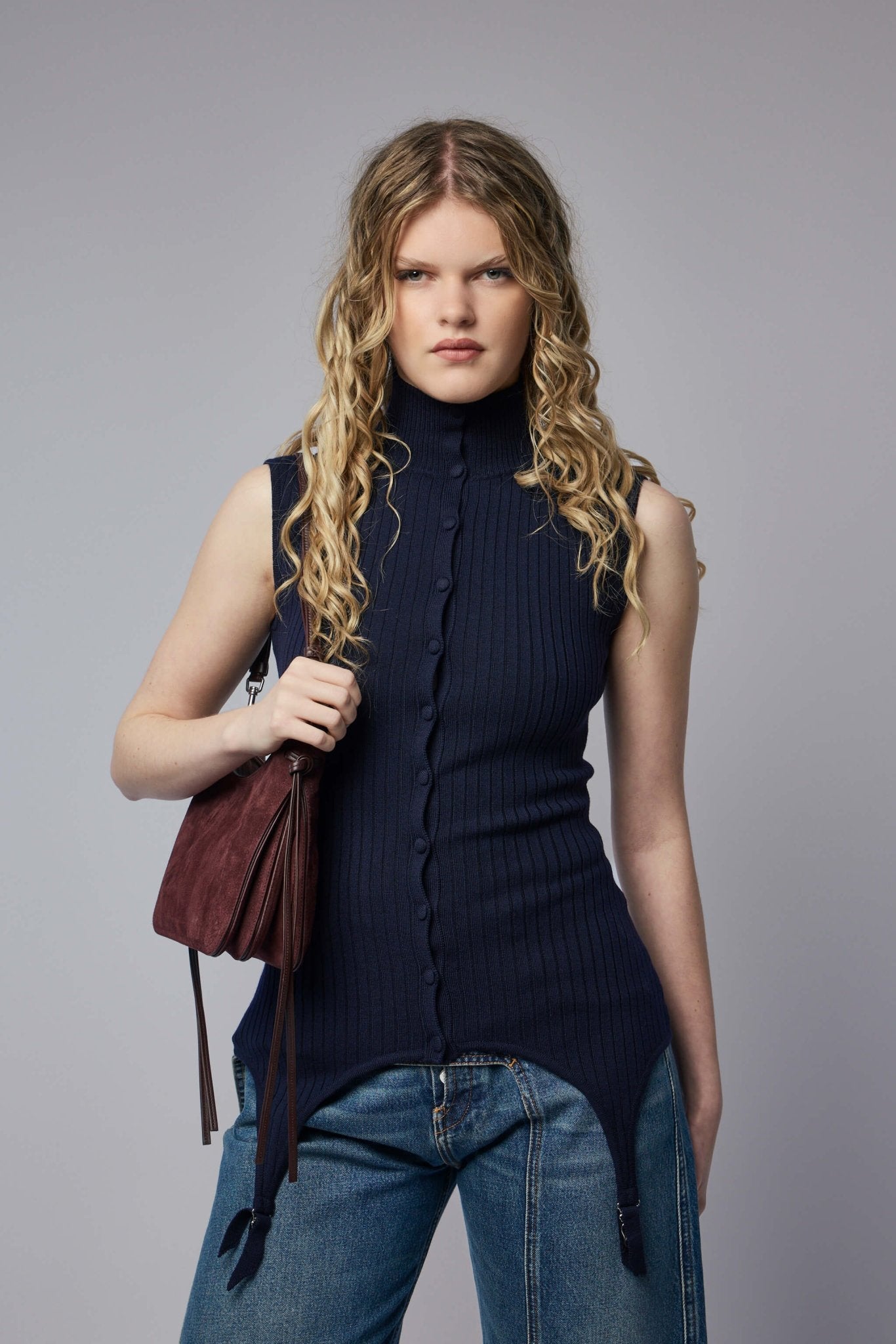 Merino Wool Flat Rib Sleeveless Gilet