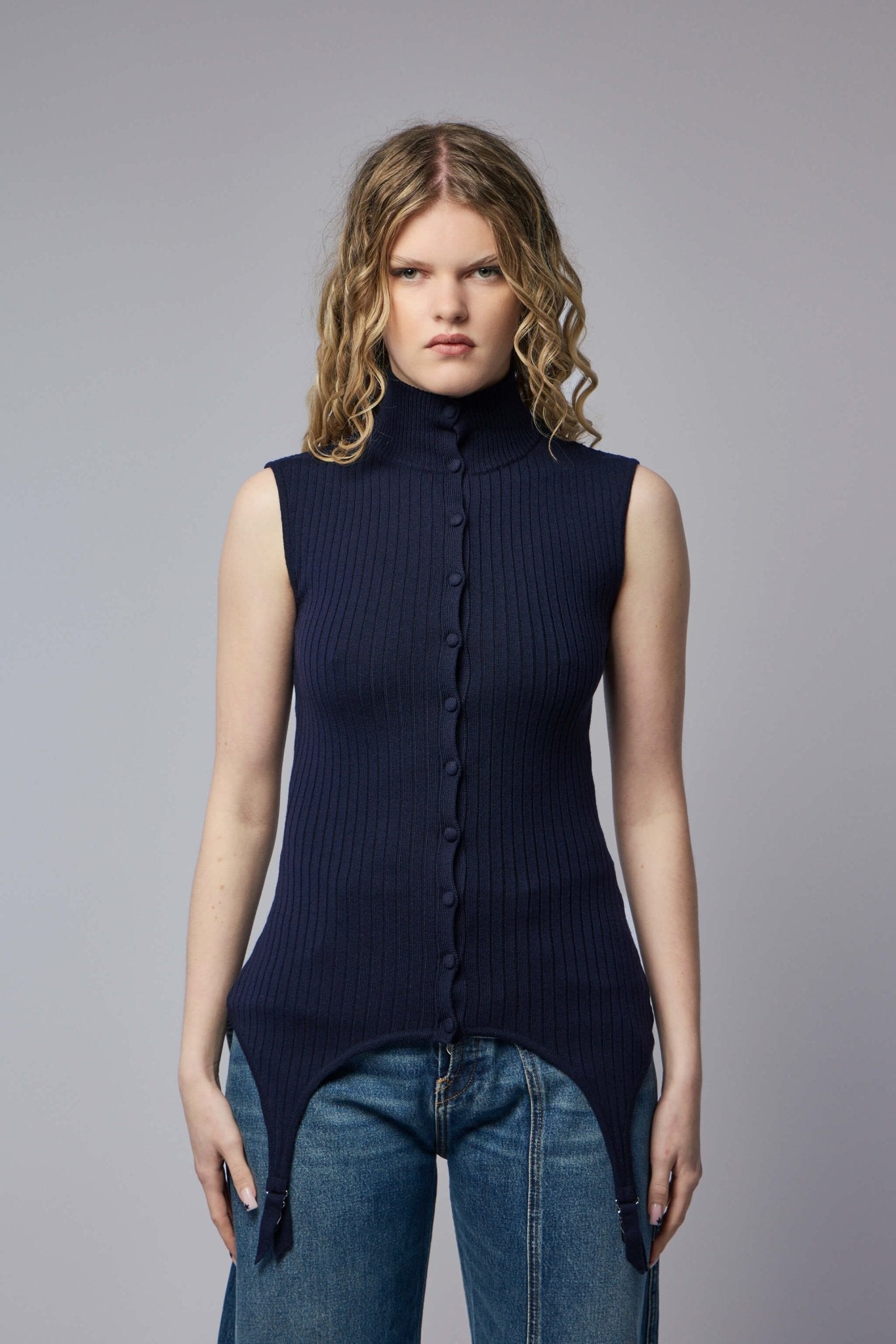 Merino Wool Flat Rib Sleeveless Gilet