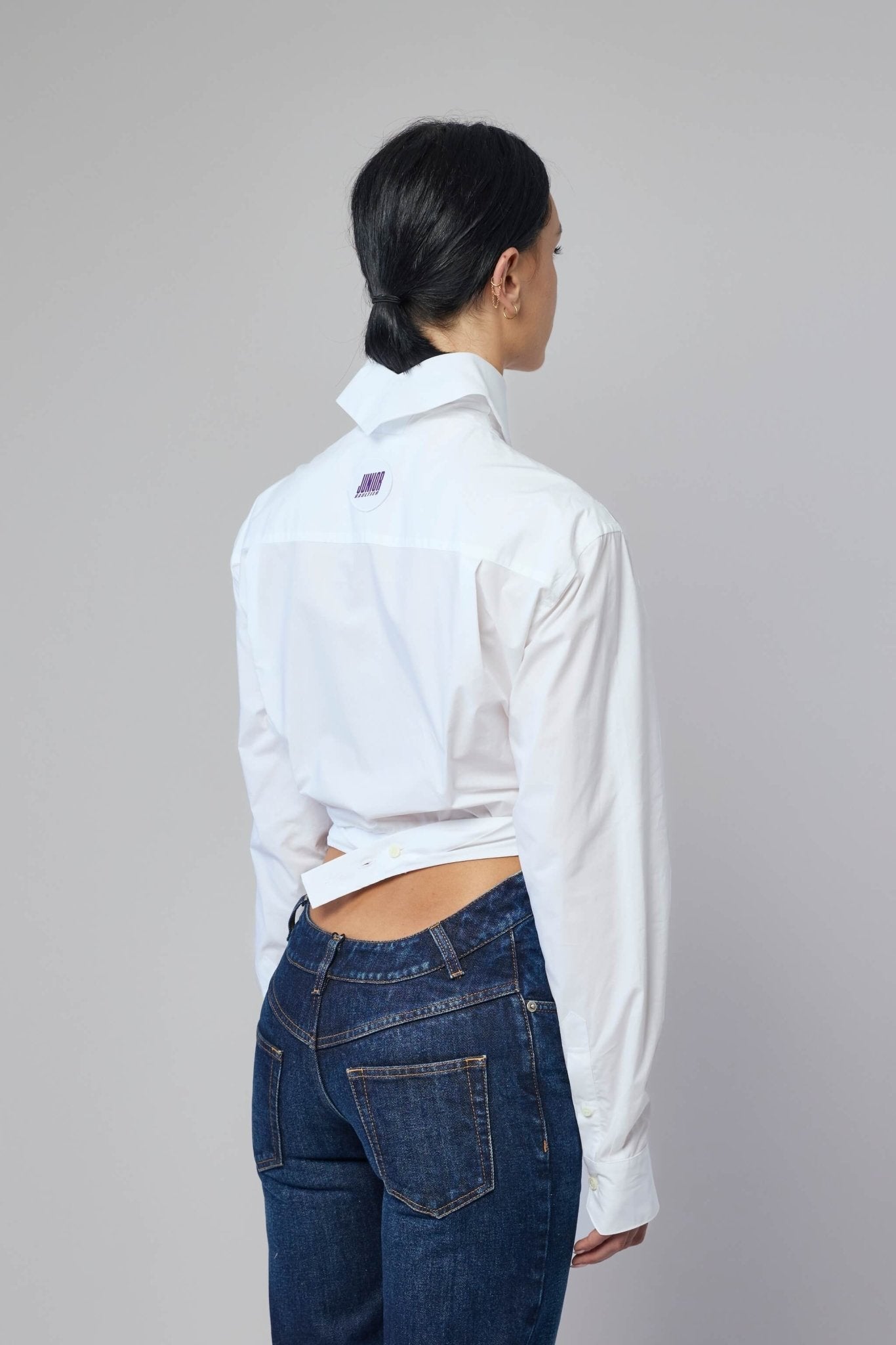 Wrapped Fly Away Collar Cropped Shirt