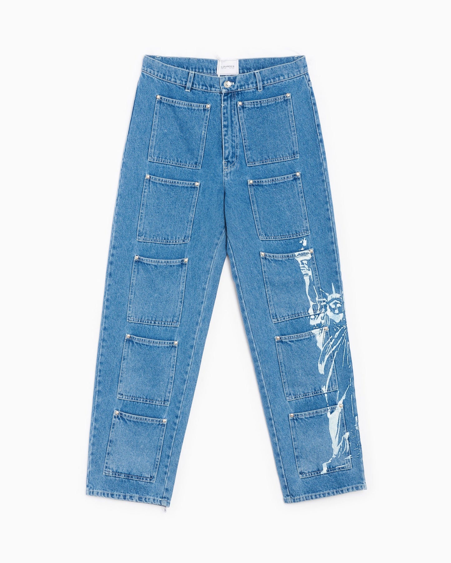 Pantalones vaqueros Lourdes New York Pockets Cargo Unisex Denim Pants Unisex