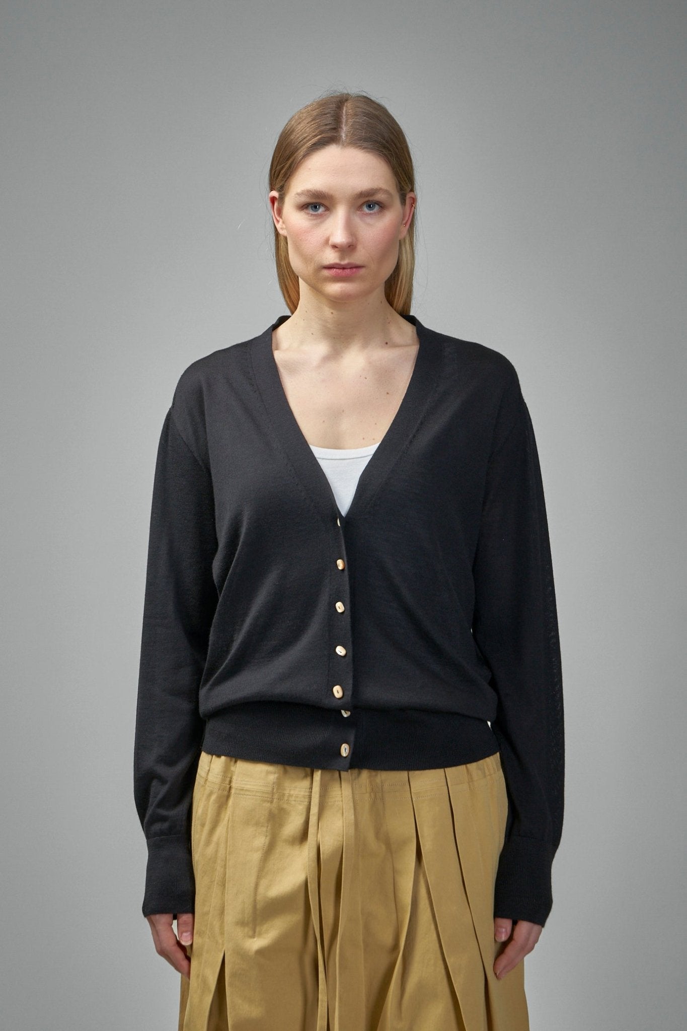 Cashmere Blend Crew-neck Cardigan