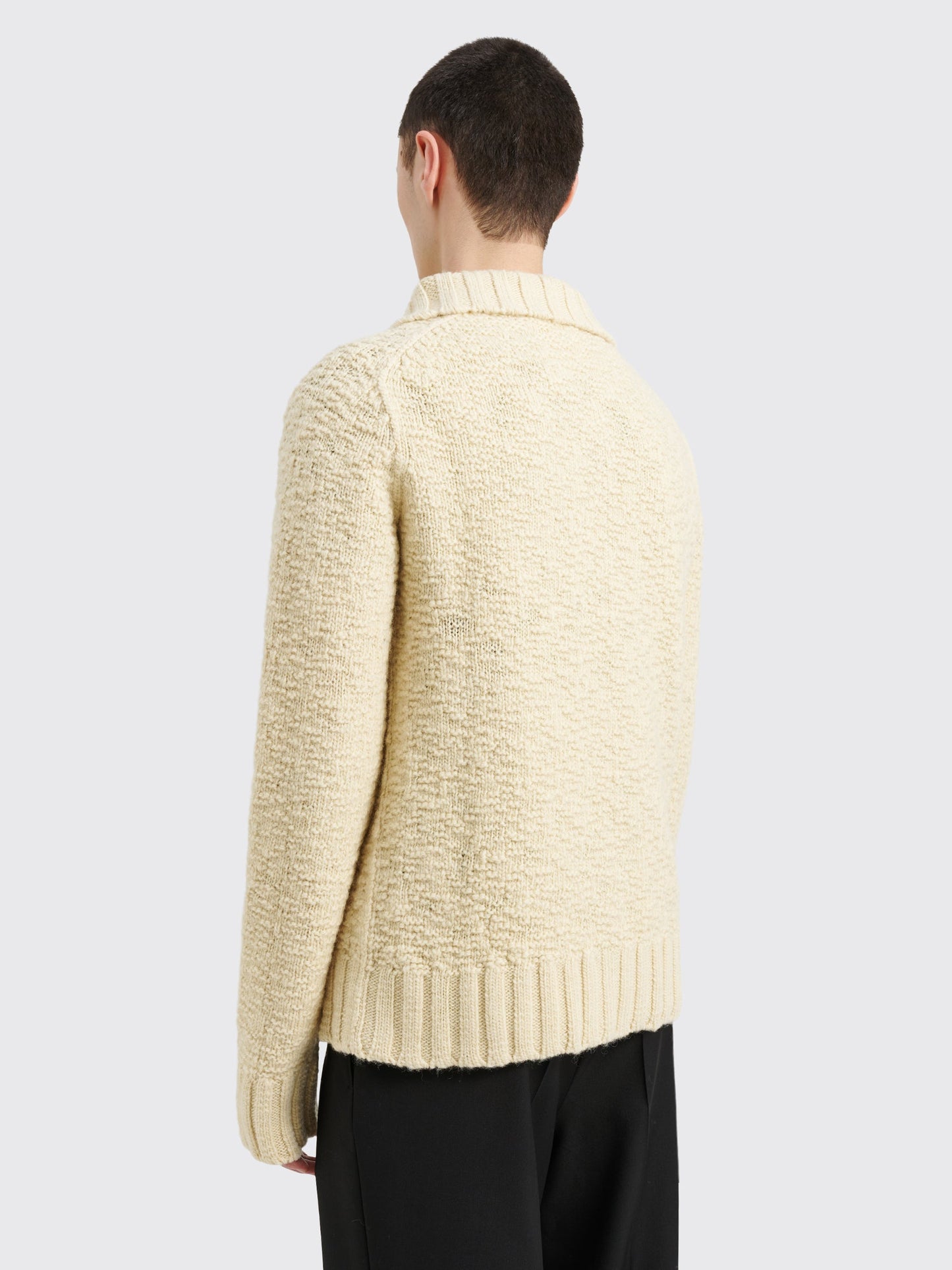 Jil Sander Pure Wool Zip Cardigan Bone