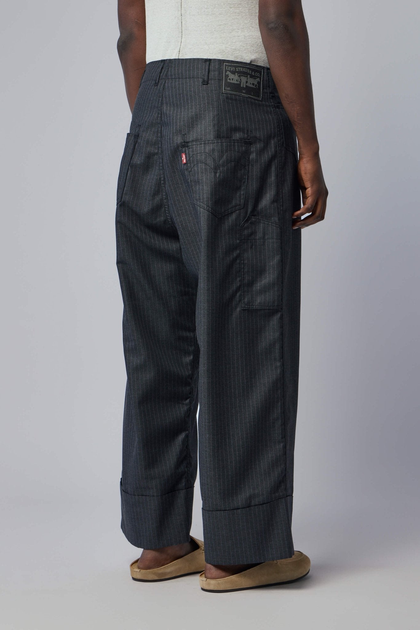 Wide-Leg Pinstripe Pants