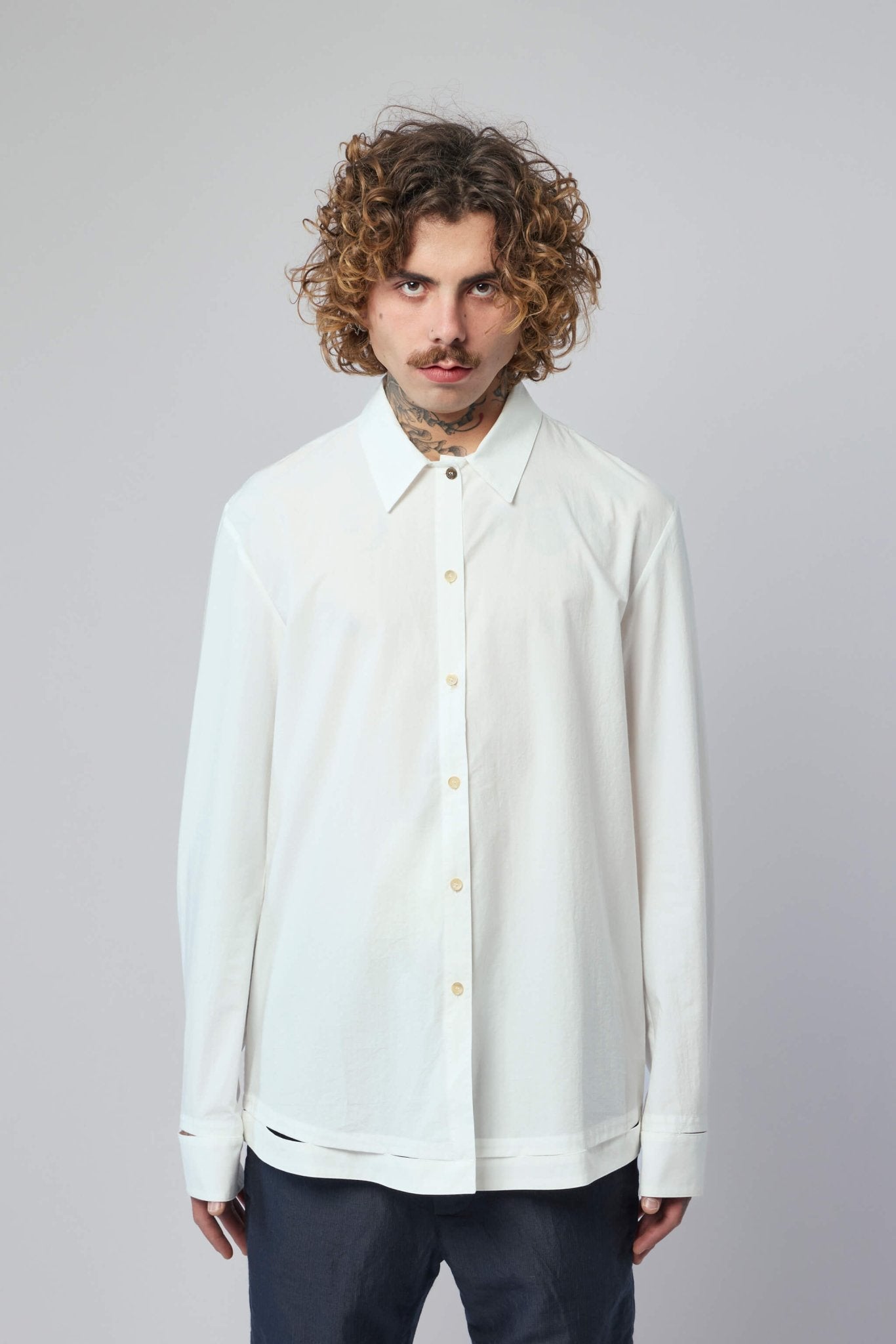 Men's Detachable Hand Stitched Hem Shirt
