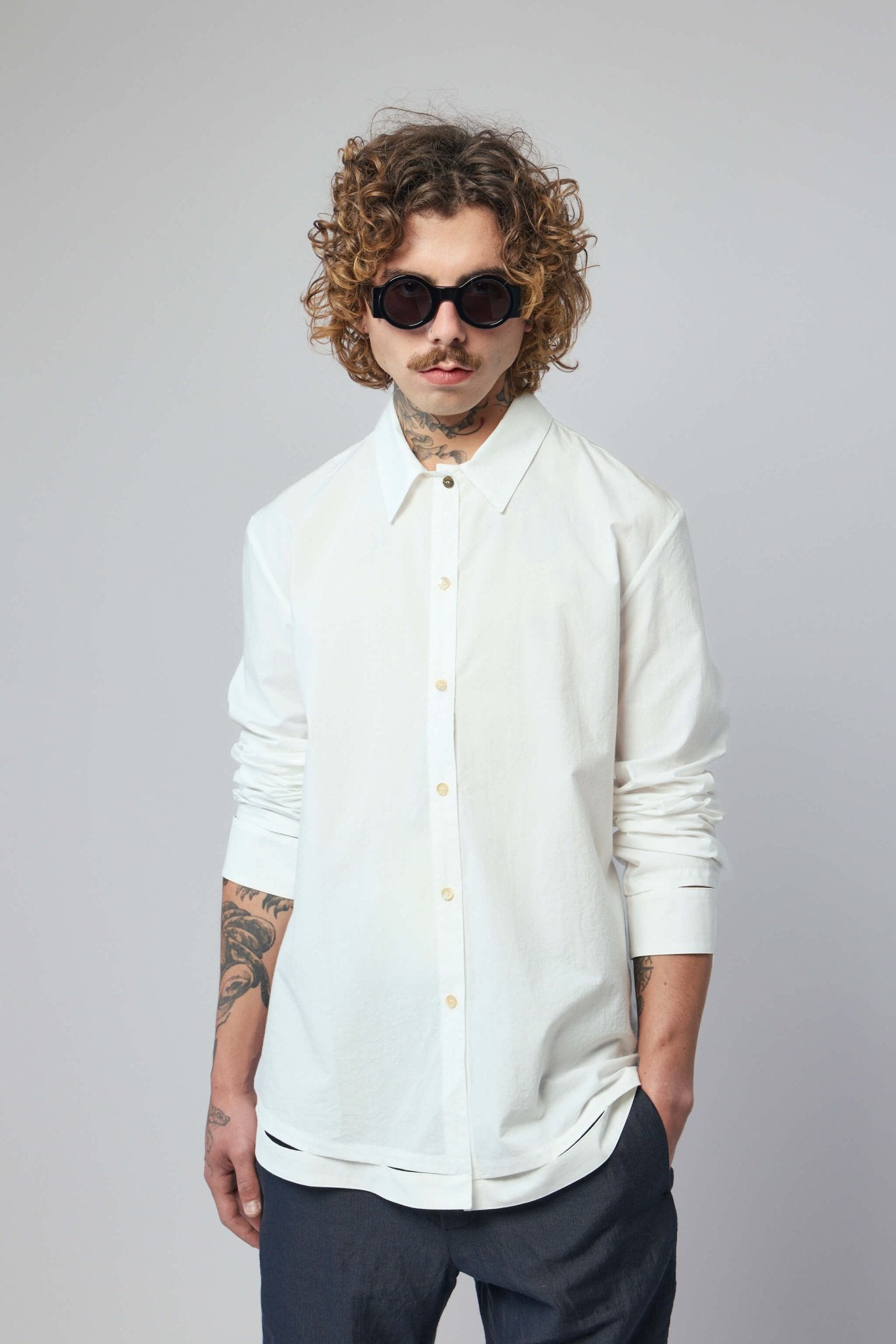 Men's Detachable Hand Stitched Hem Shirt