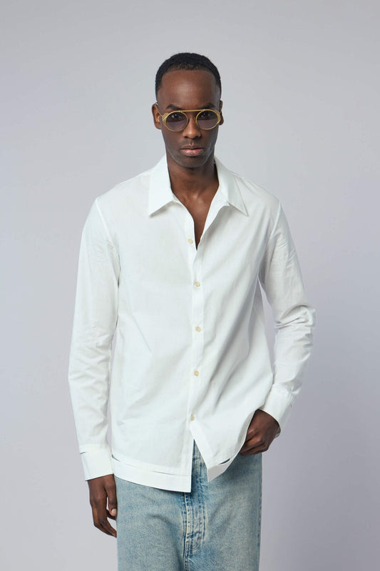 Mid Fit Shirt with Hand-stitched Hem Border