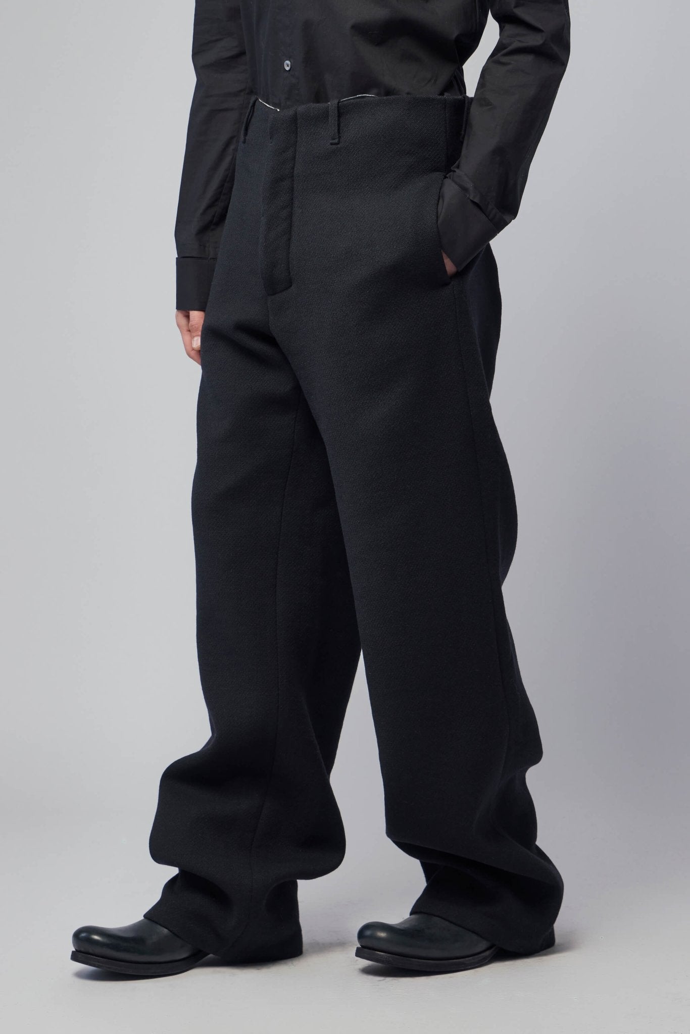 Unisex Adjustable Back Pleats Wide Fit Trousers