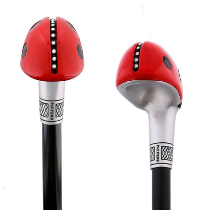 Lady Bug Lola Signature - 2 Shaft Deluxe Kit -  Carbon Fiber Walking Cane in Black, & Your Choice