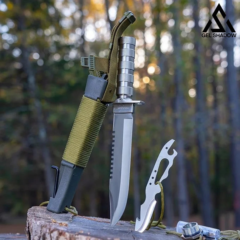 Large Hunting Knife Bowie Sharp Fixed Blade Camping Military Outdoor Survival Set-GS87