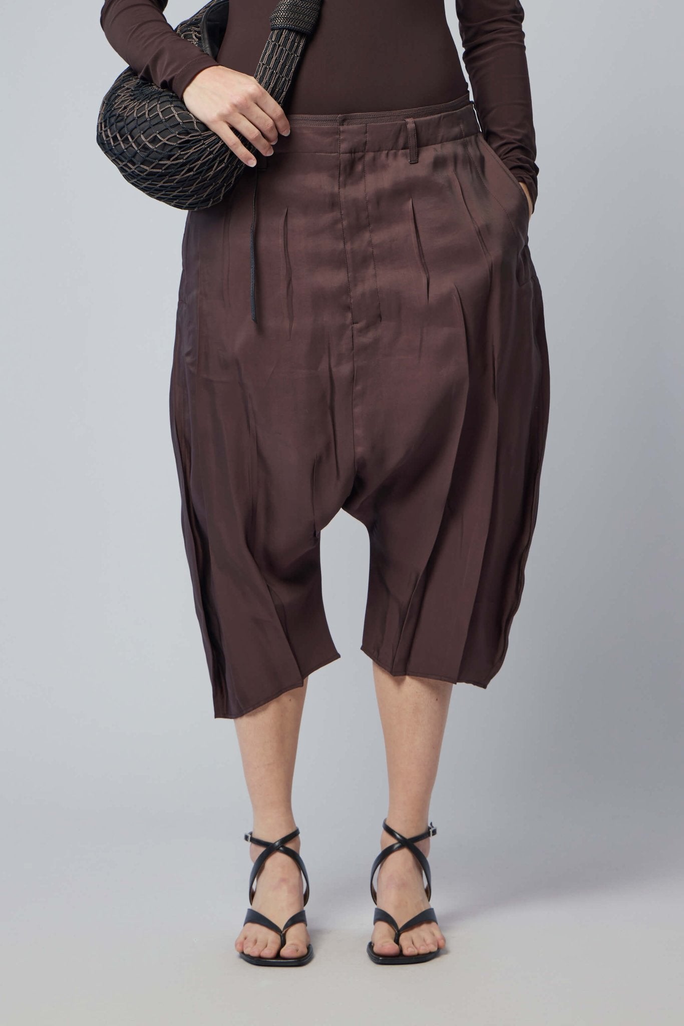 Creased Dropped Crotch Bermudas