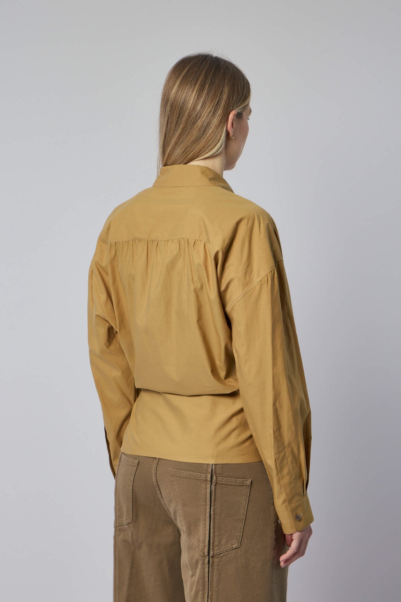 Straight Collar Twisted Shirt Women