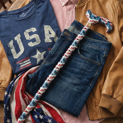 The Americas Designer Cane:  Patterned Derby Handle
