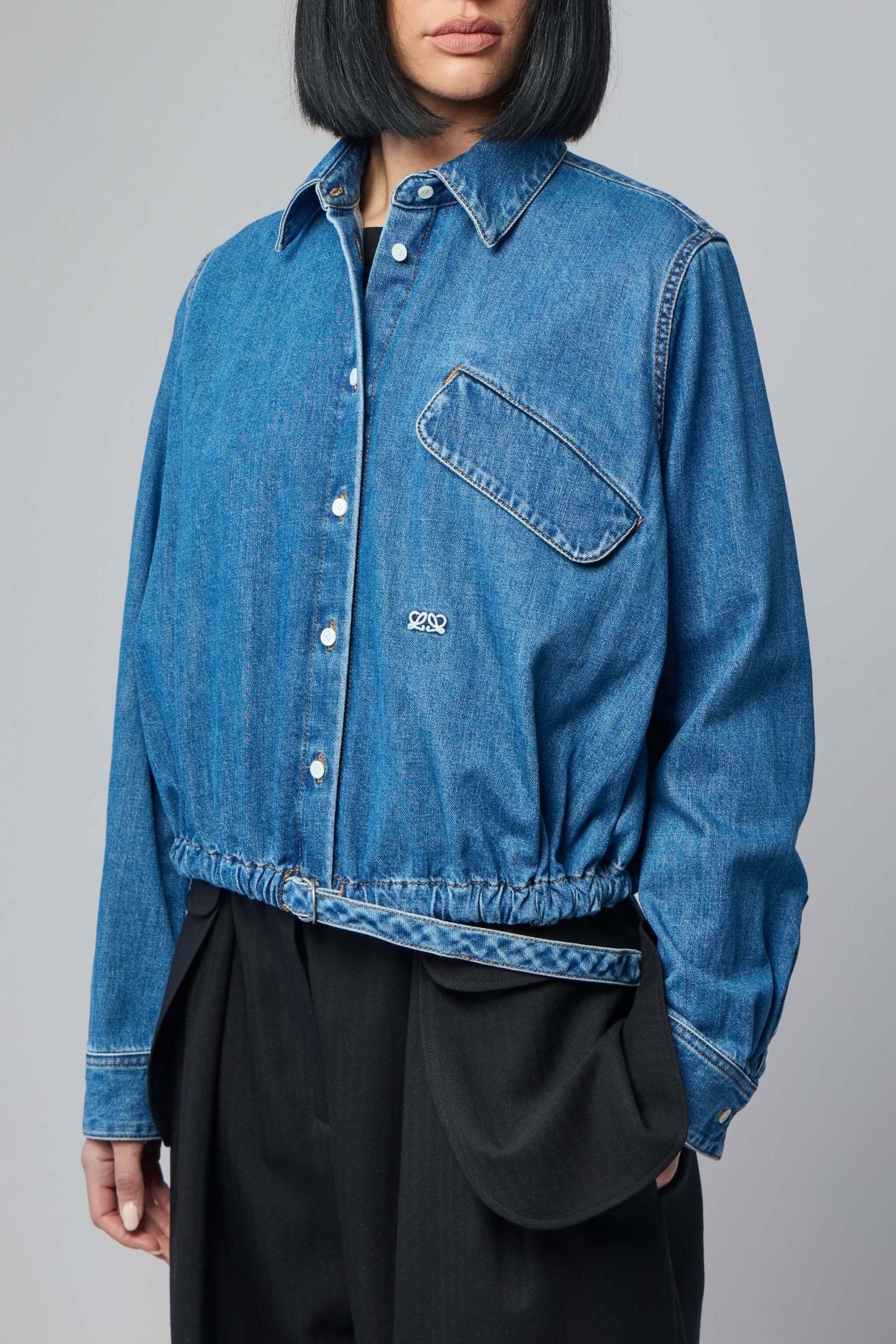 Belted Shirt in Denim