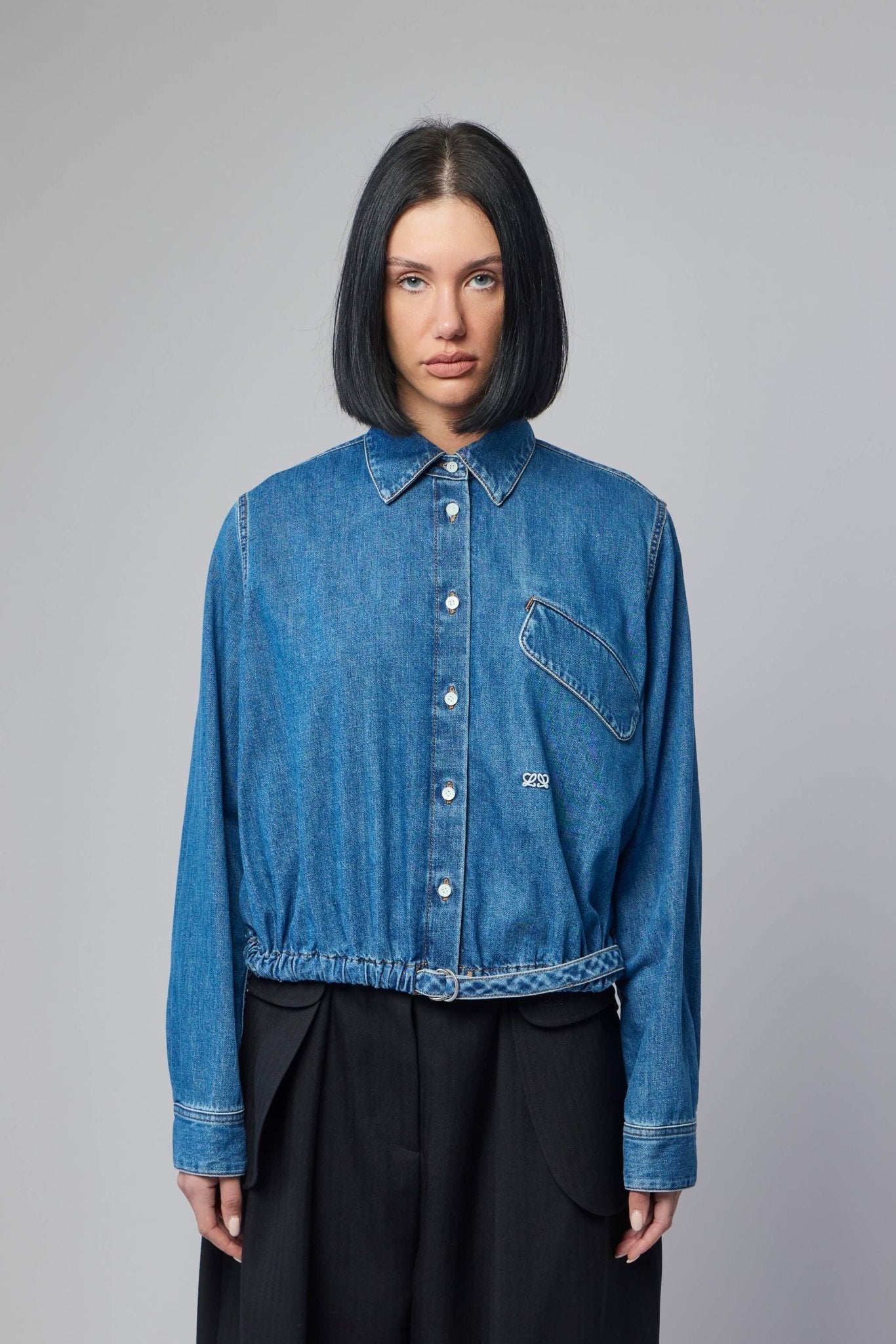 Belted Shirt in Denim