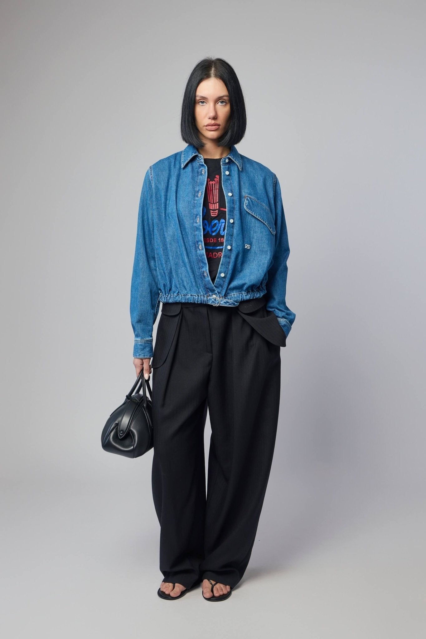 Belted Shirt in Denim