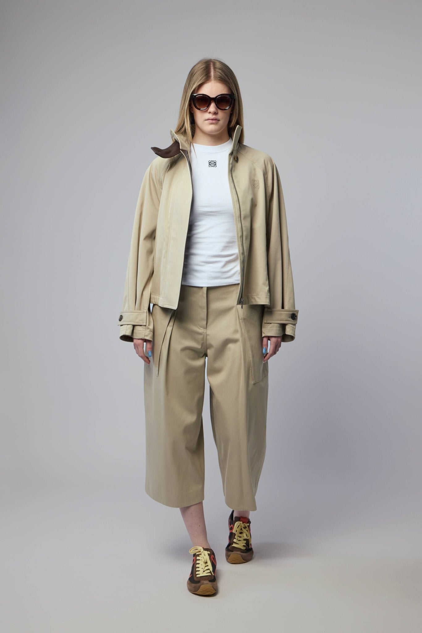 Cropped Trousers in Cotton and Silk