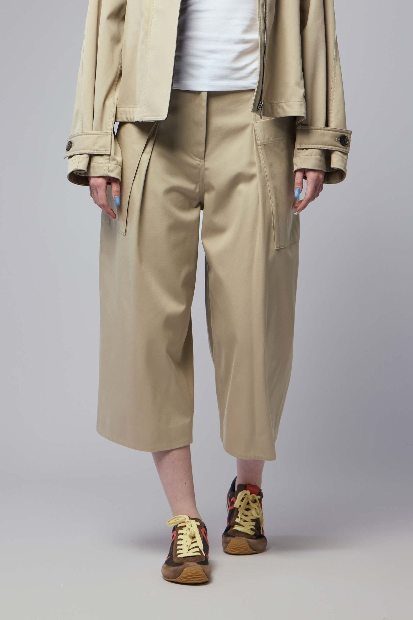Cropped Trousers in Cotton and Silk