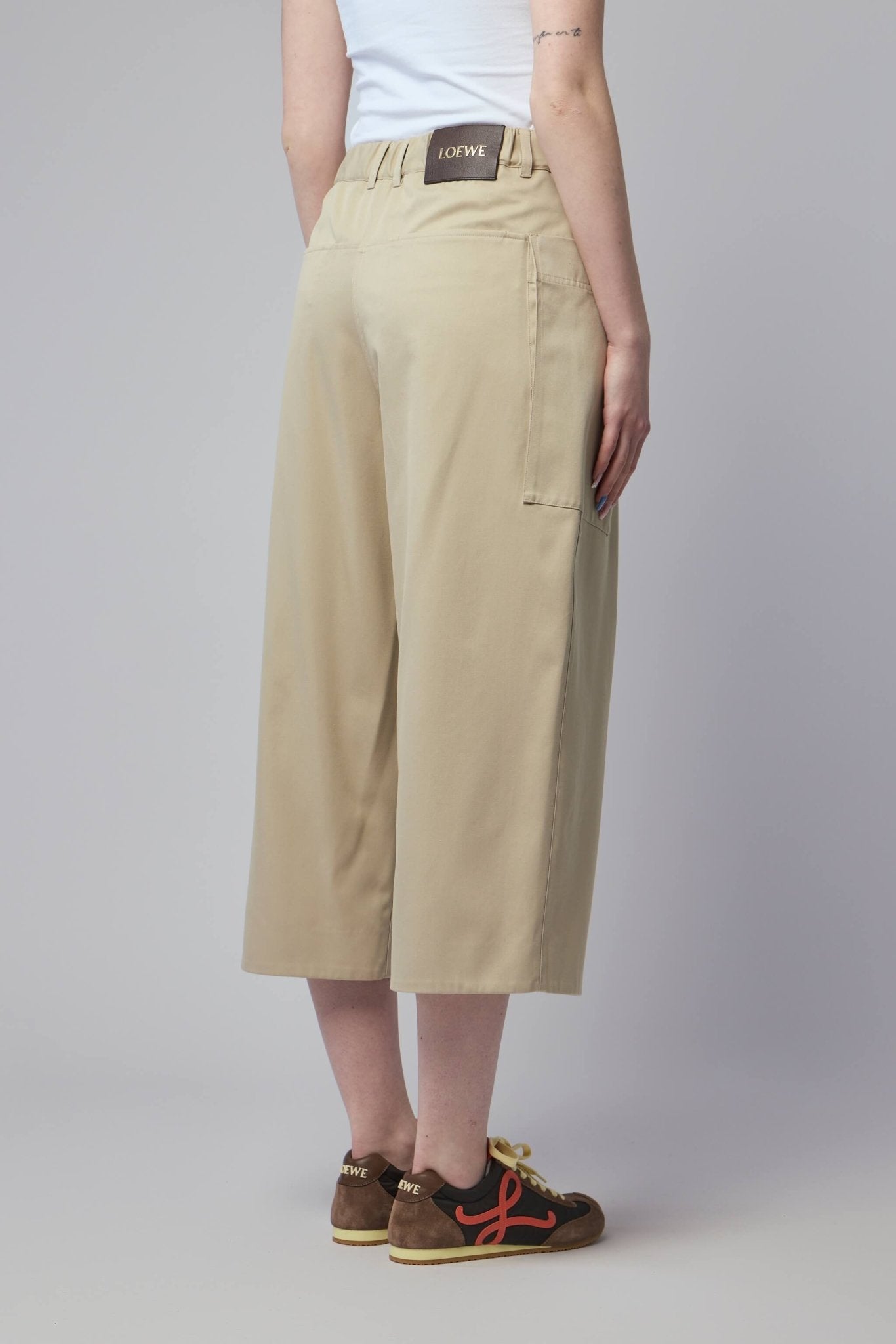 Cropped Trousers in Cotton and Silk