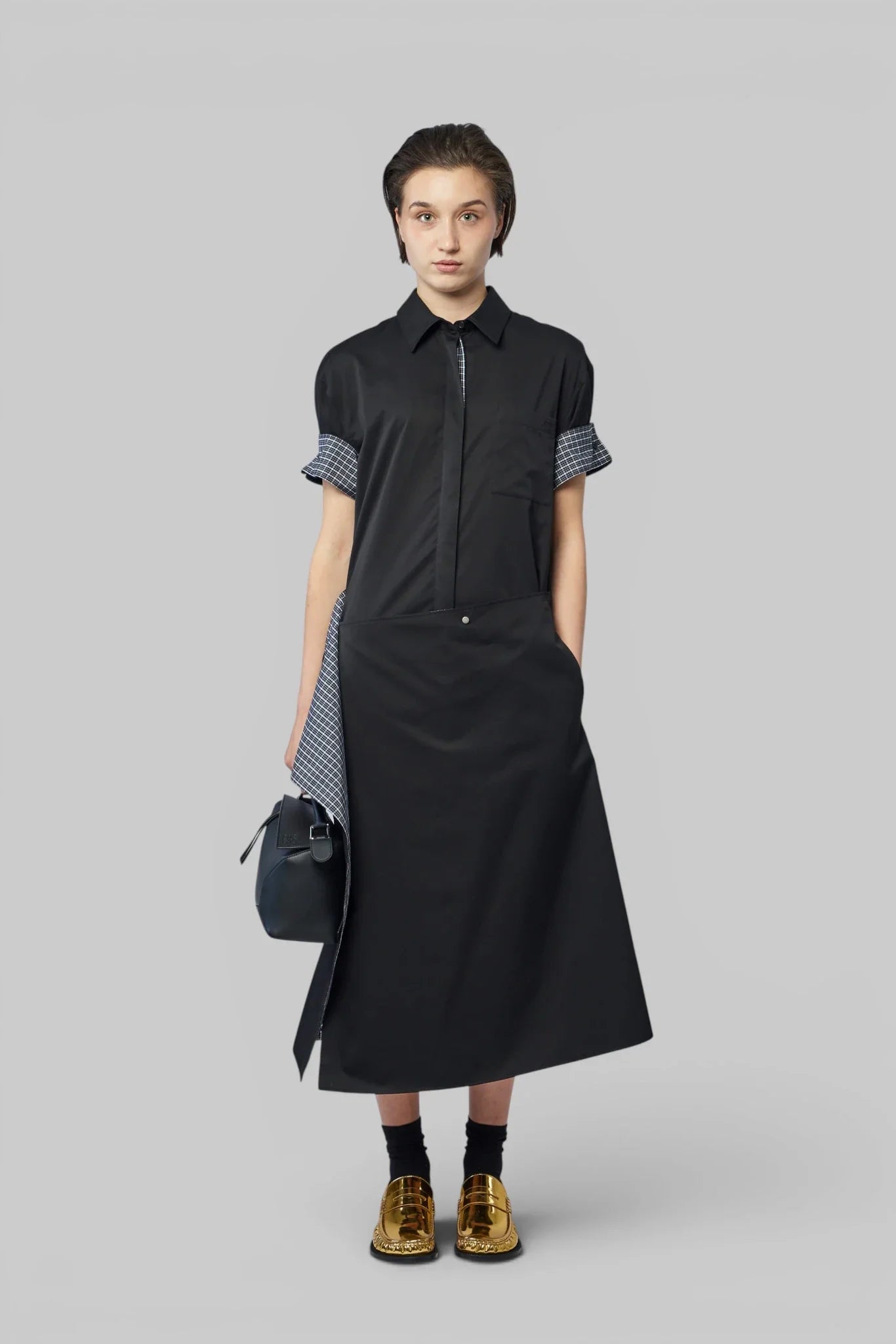 Draped Short-sleeved Dress