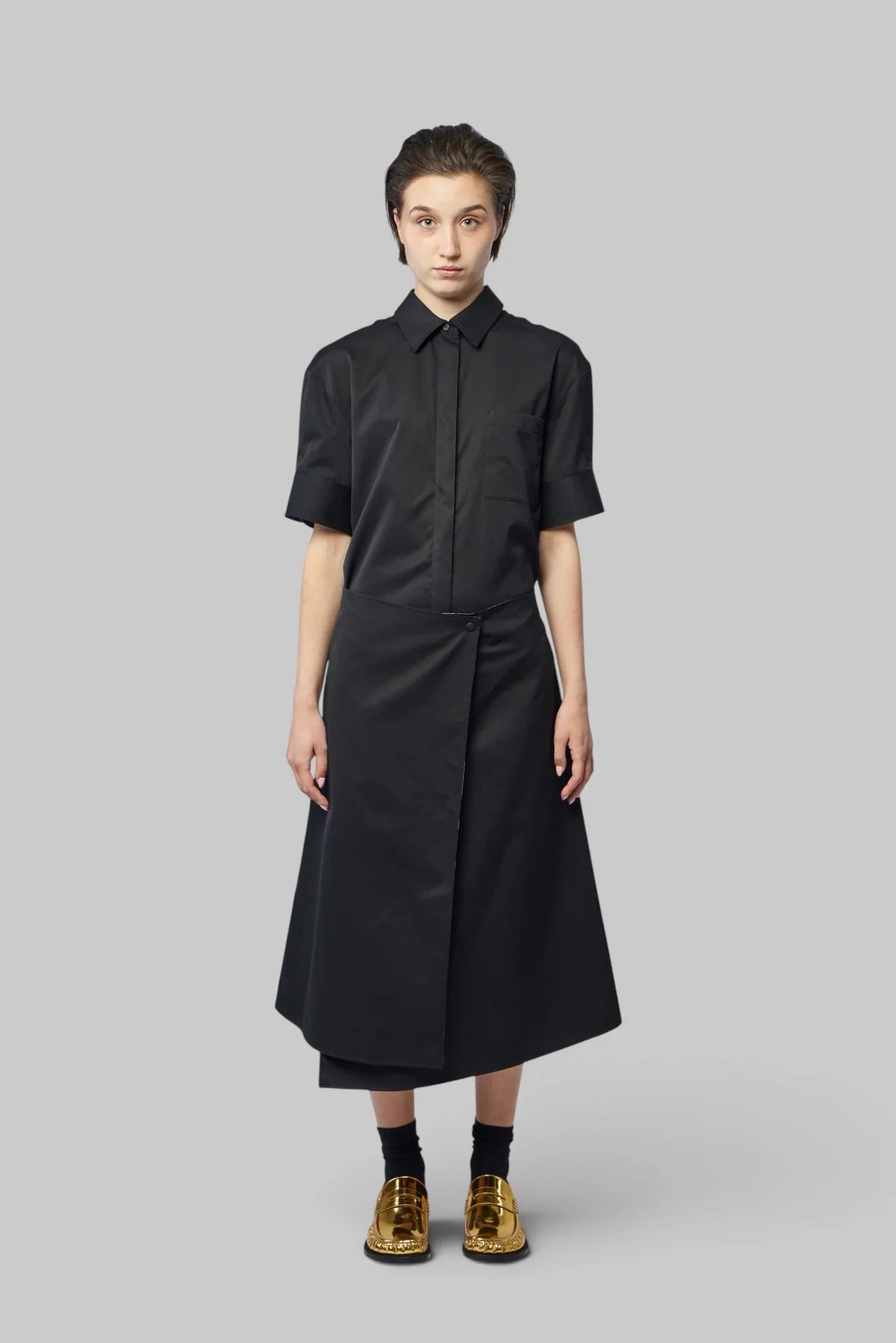 Draped Short-sleeved Dress