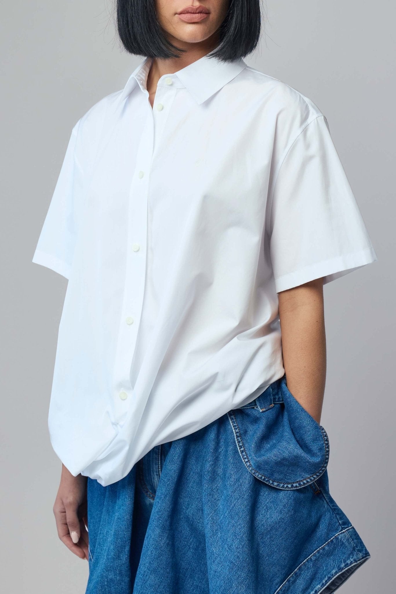 Short Sleeve Draped Shirt