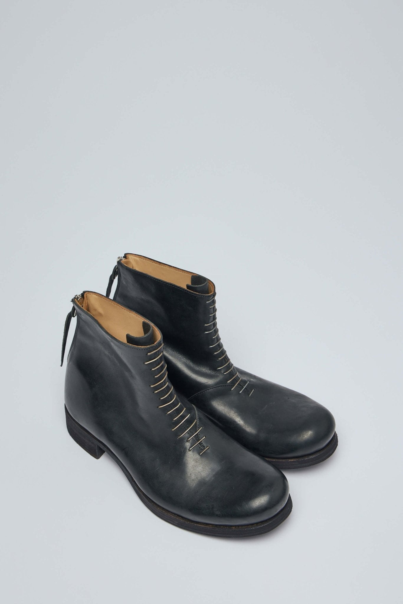 Short Back Zip Boot W/multiple Silver Strap