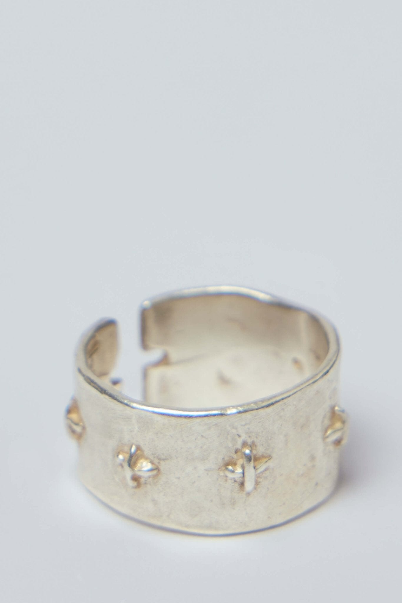 Thick Silver Stitched Multiple Cross Ring