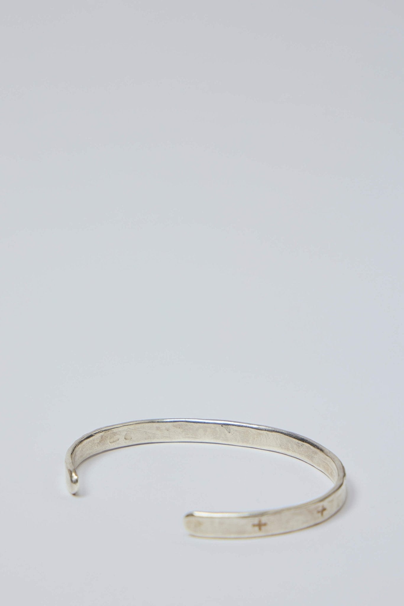 Thin Cross Carved Silver Bracelet