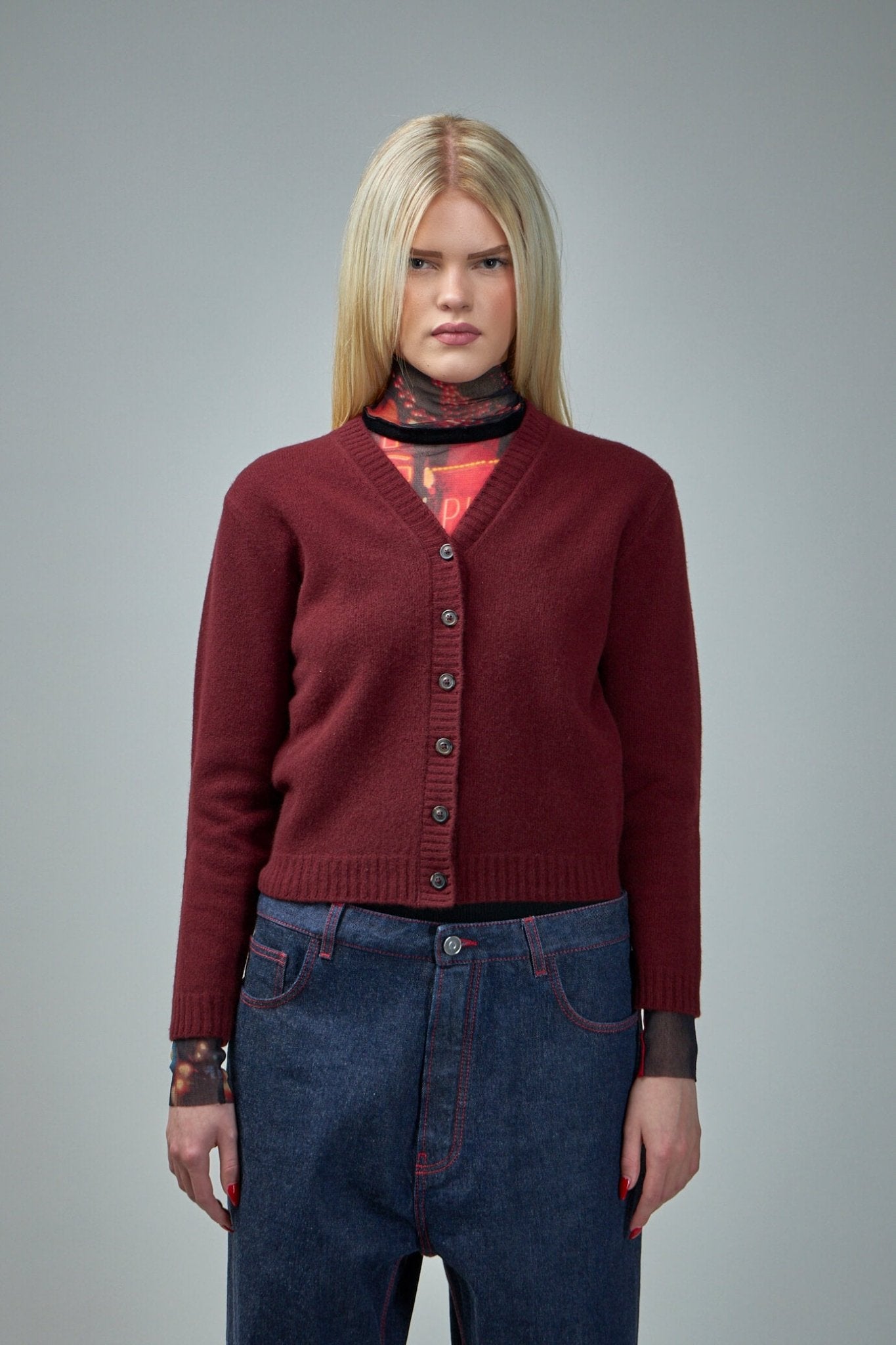Ribbed Button Closure Cardigan