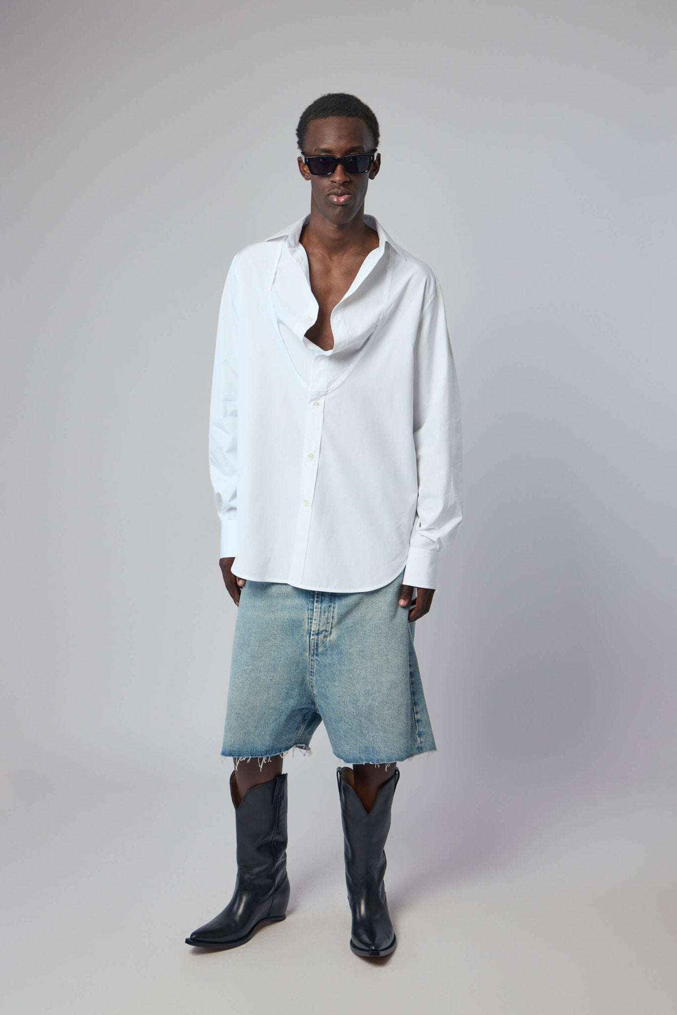 Folded Collar Cotton Shirt