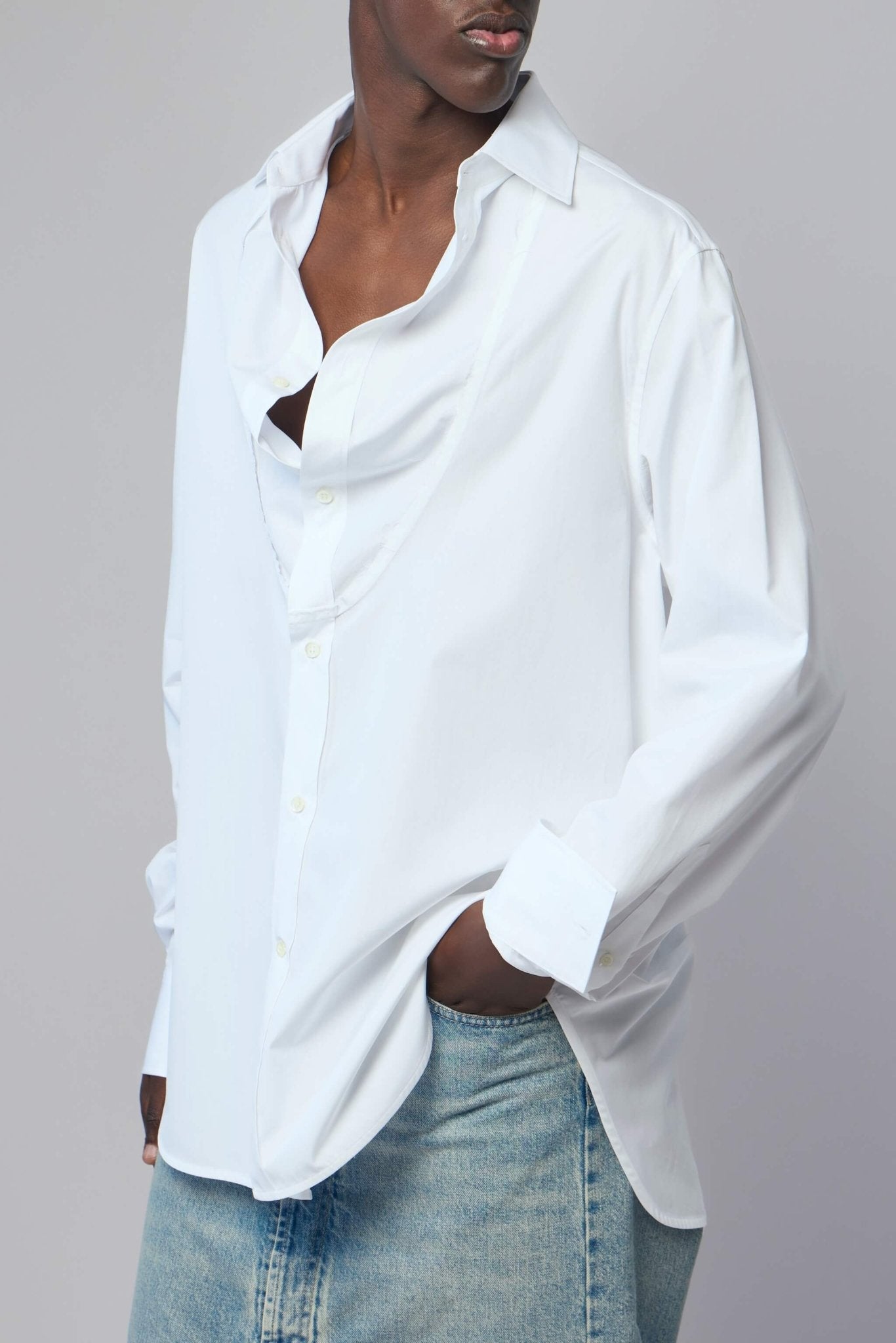 Folded Collar Cotton Shirt