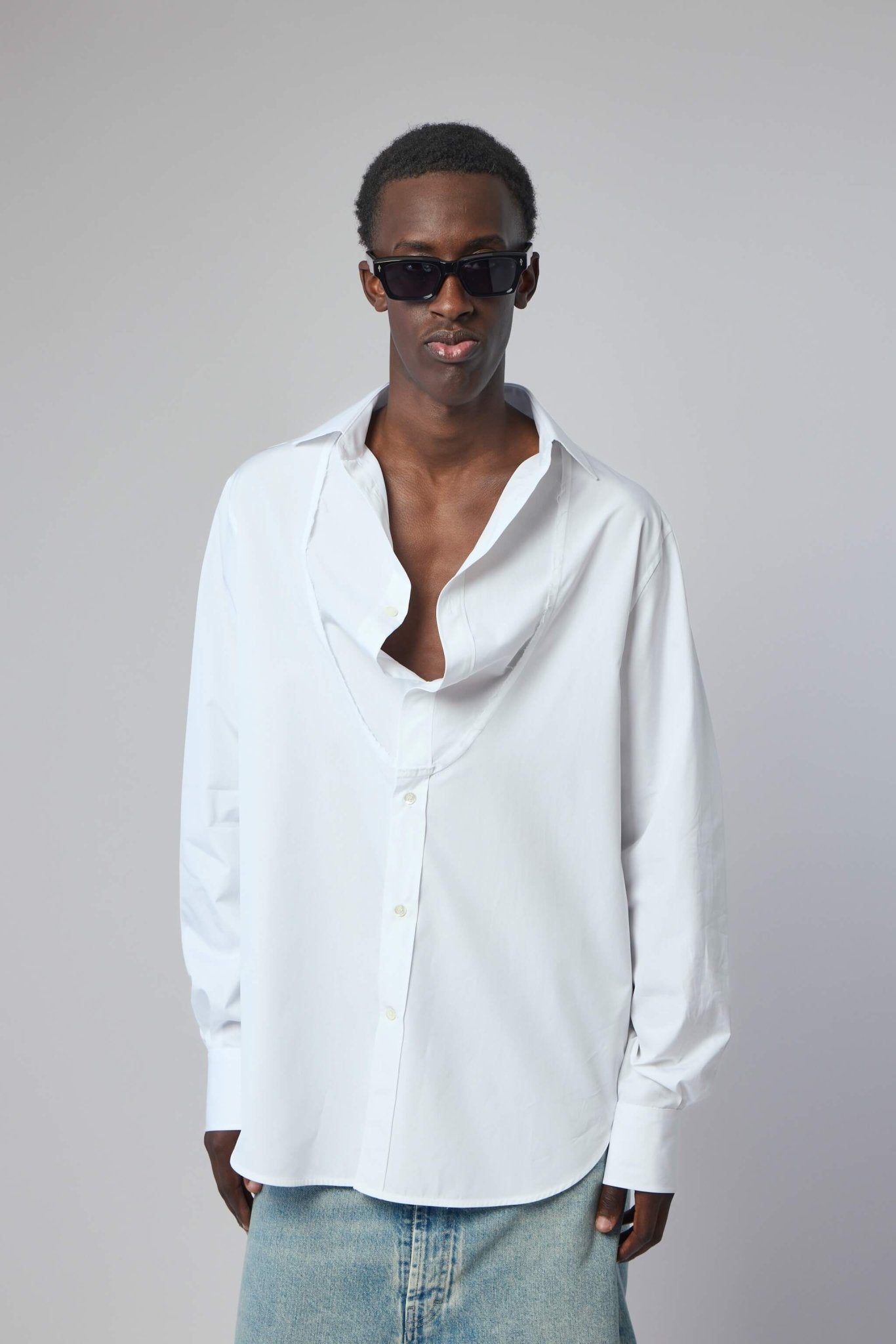 Folded Collar Cotton Shirt