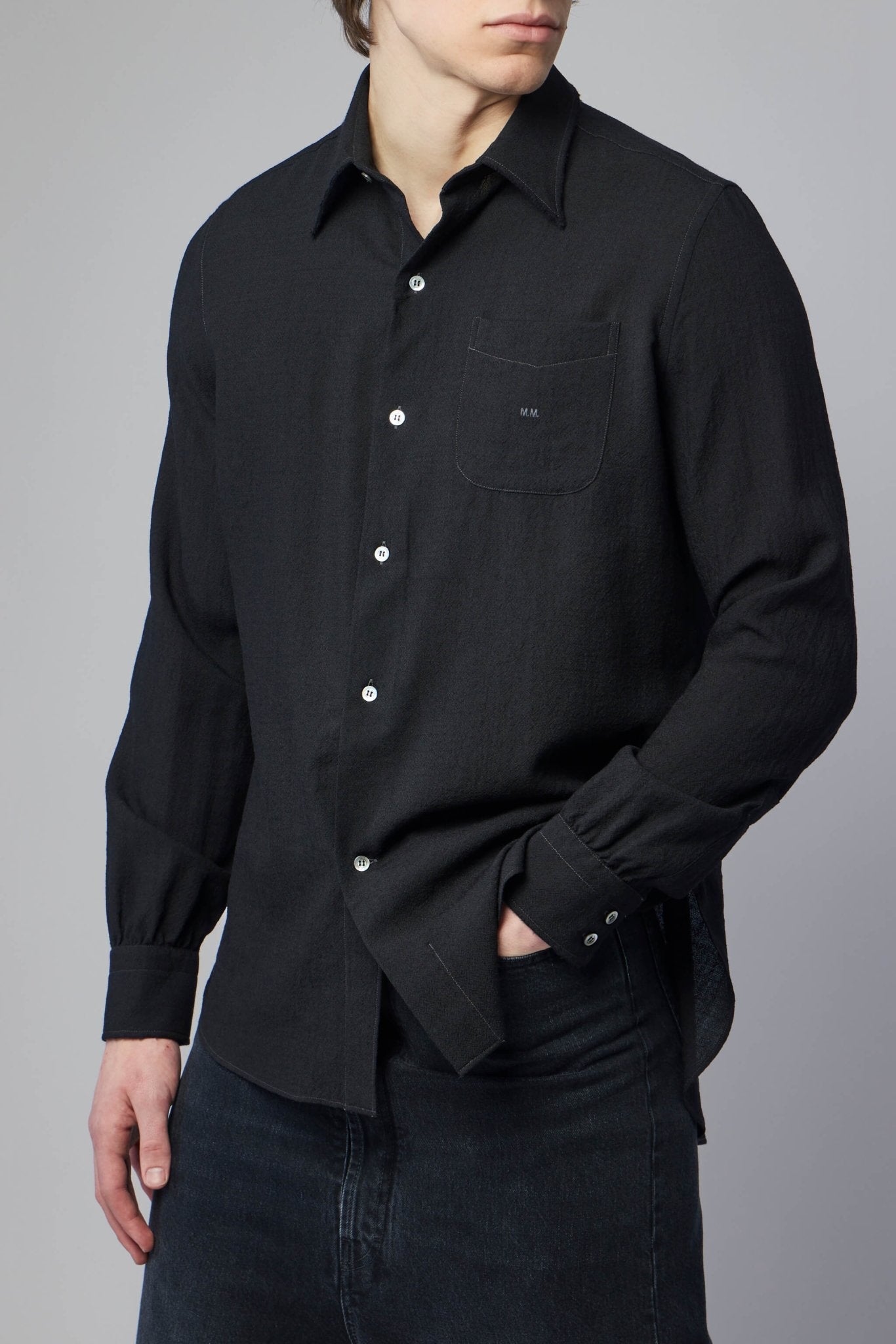 Virgin Wool Long-sleeved Shirt