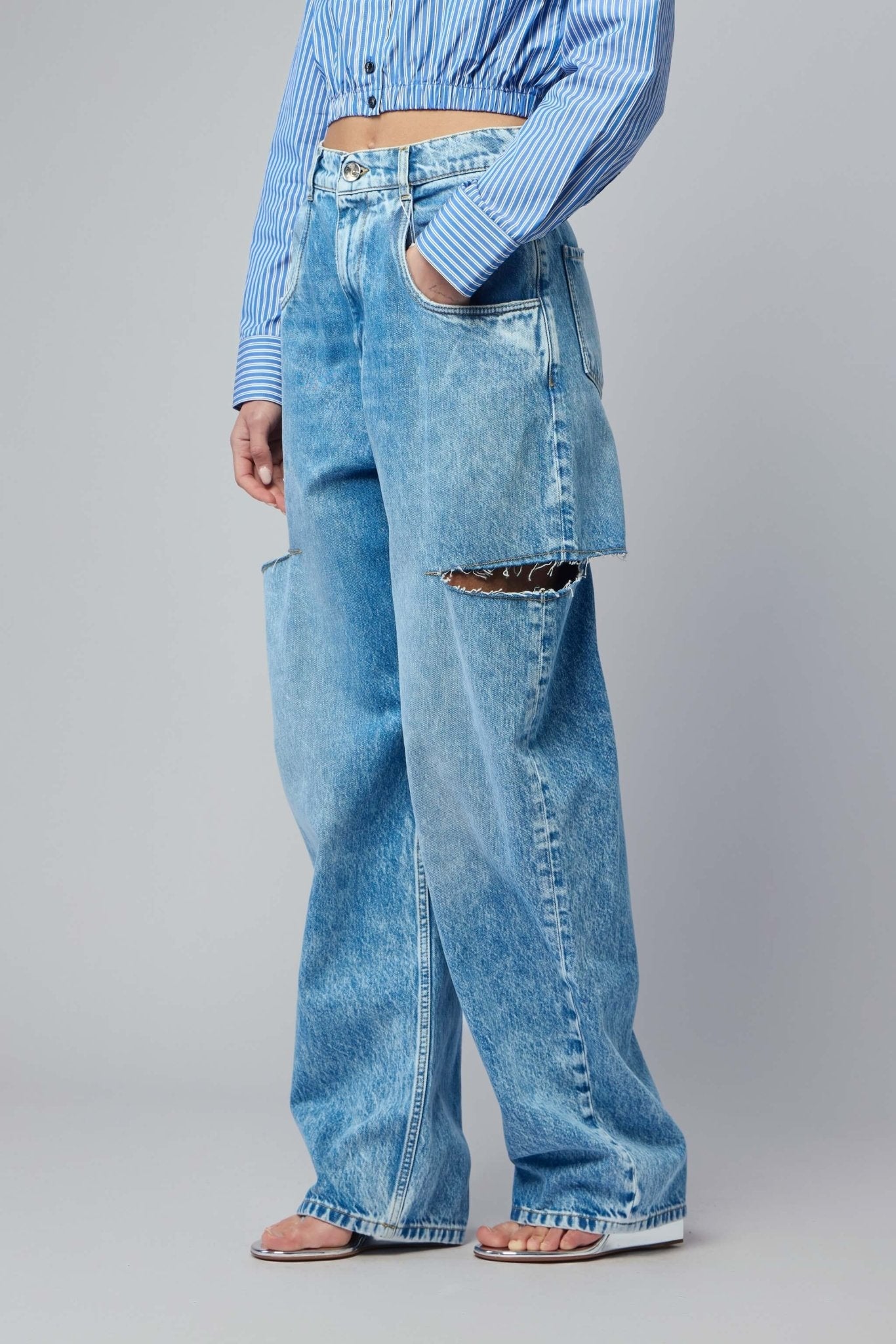 Denim Jeans with Slash Details