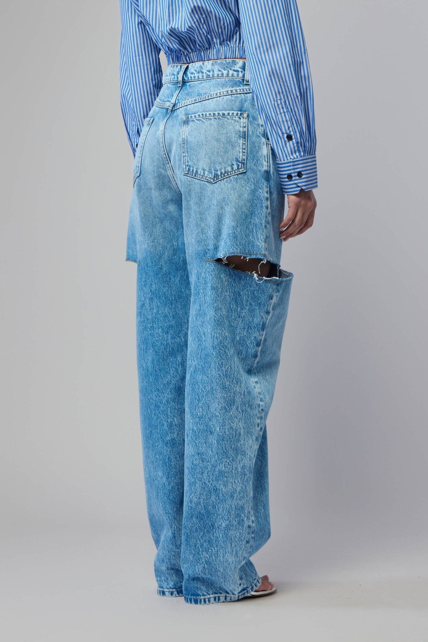 Denim Jeans with Slash Details