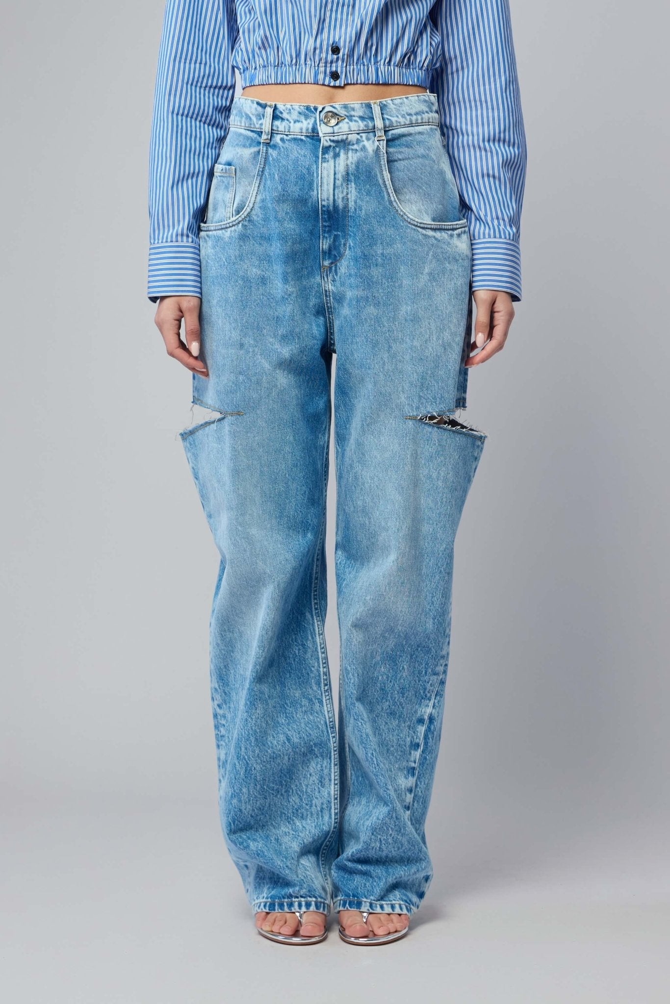 Denim Jeans with Slash Details
