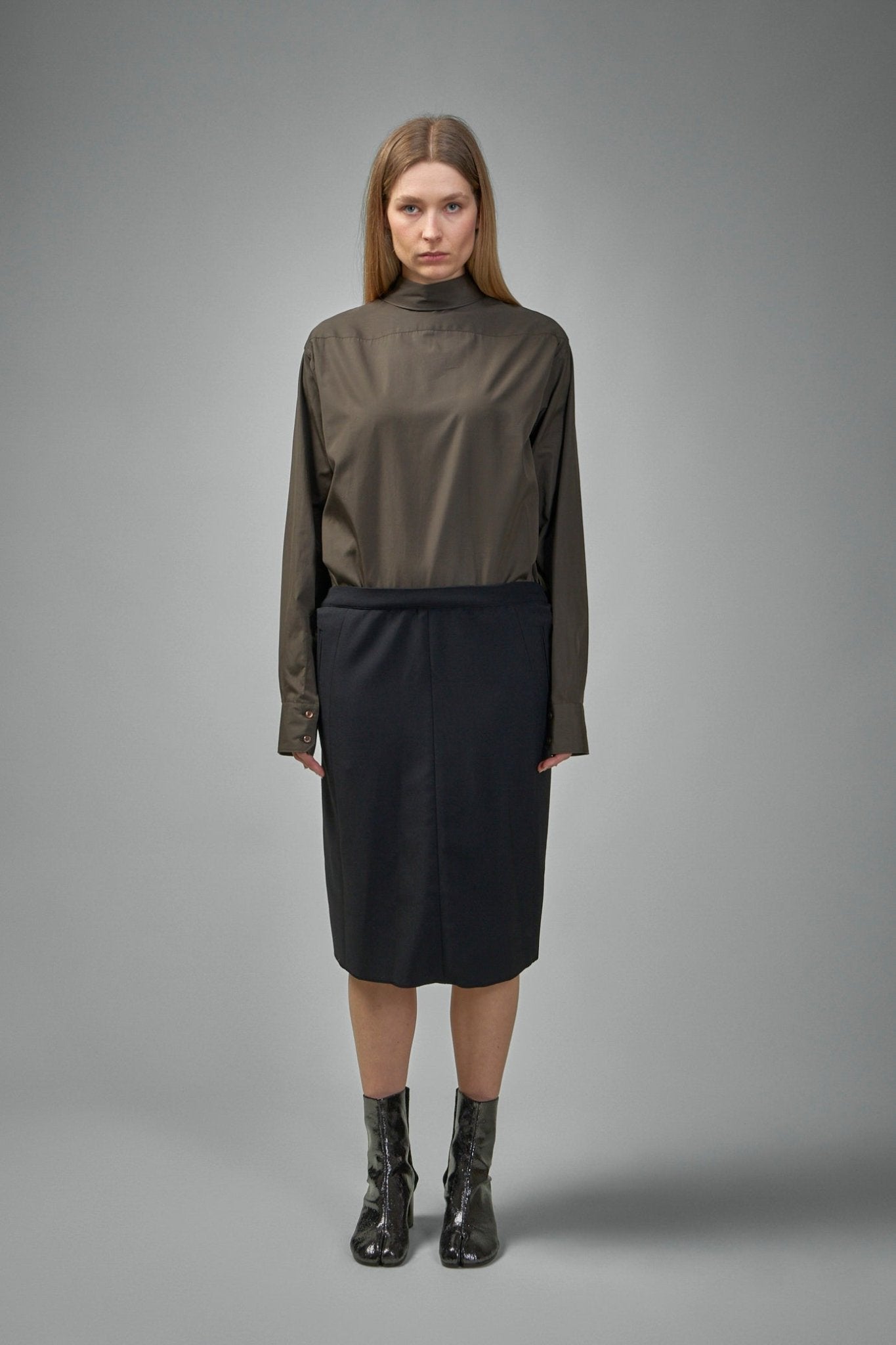 Reversed Shirtdress Midi Dress