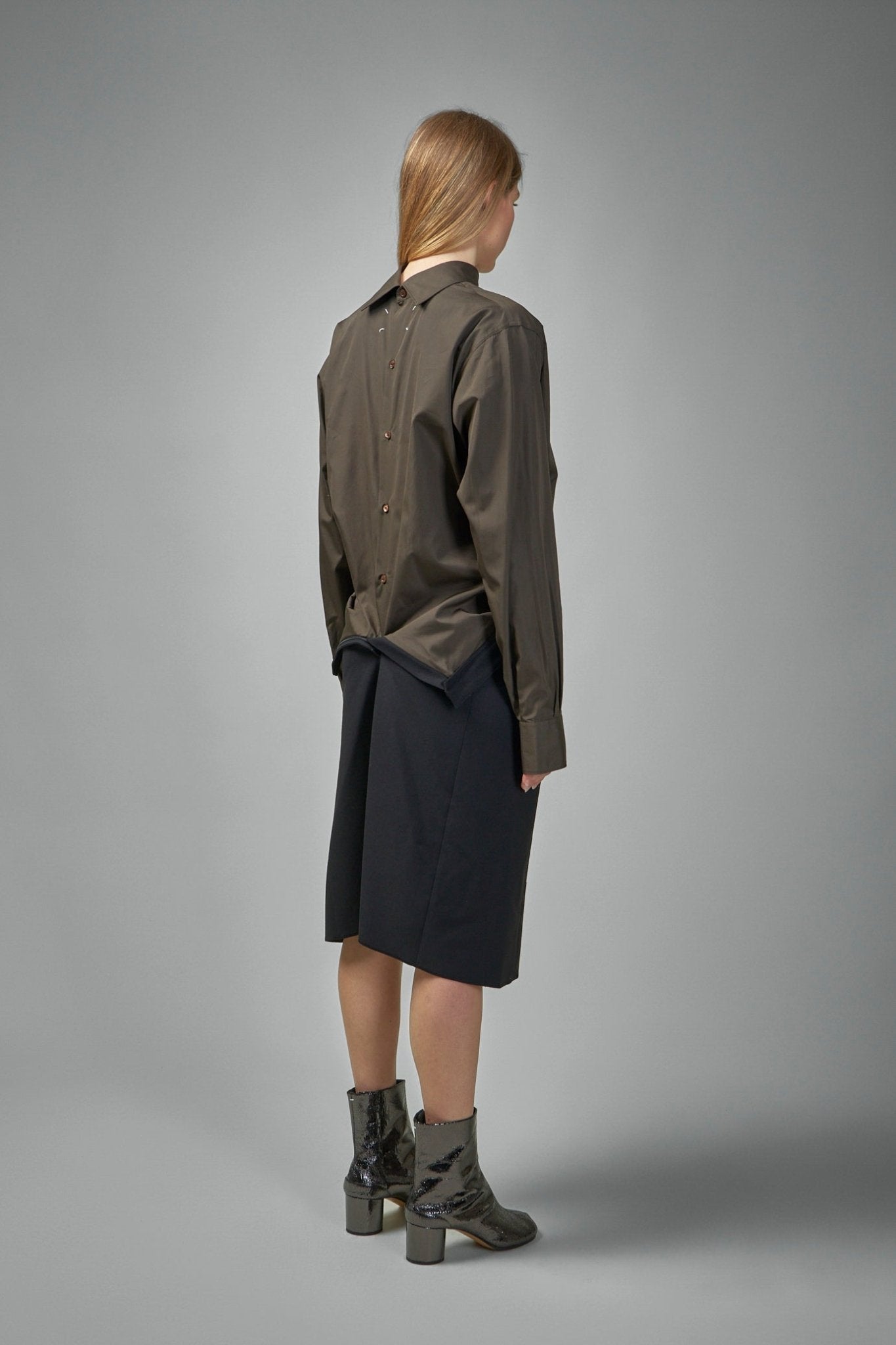 Reversed Shirtdress Midi Dress